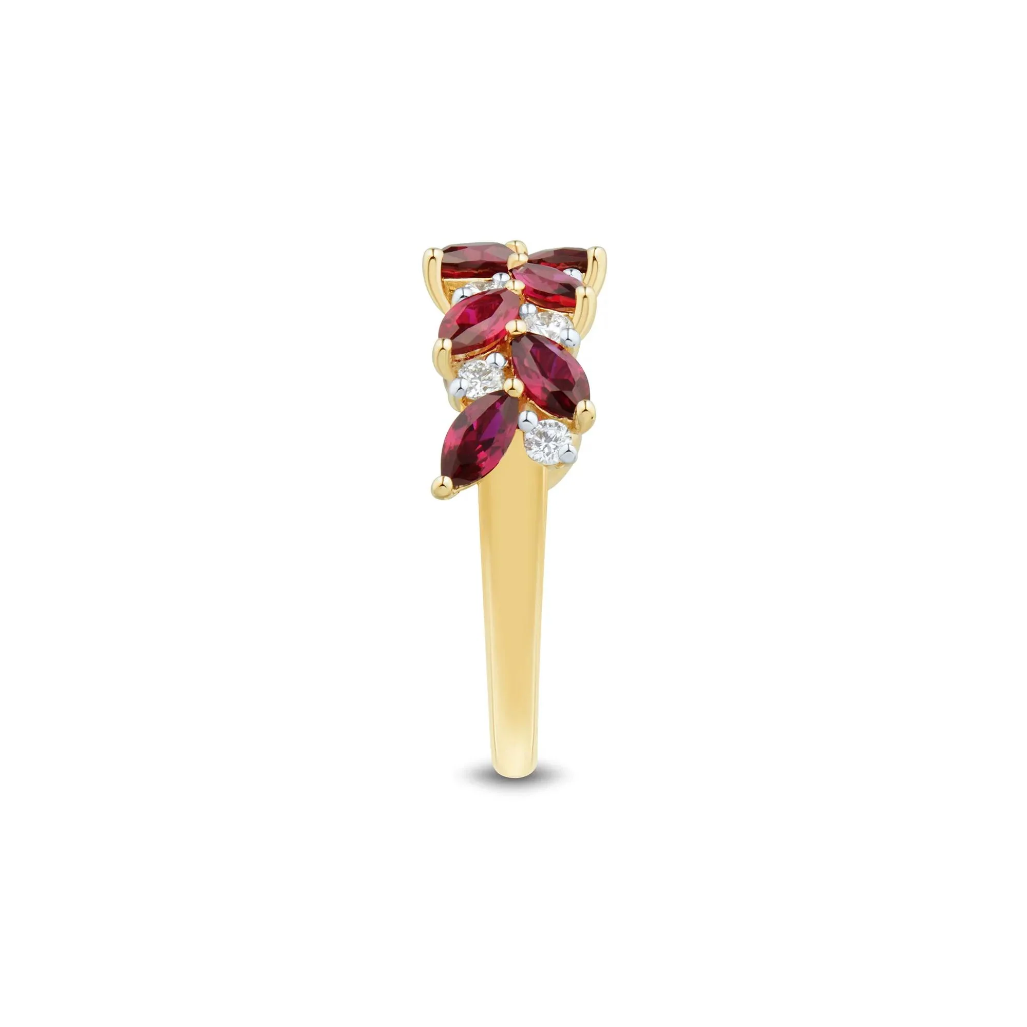 1/3 CT. Tw. Lab-Created Ruby and Lab Grown Diamond Band Ring 10K Yellow Gold Round Brilliant Cut Size 7.5 1mm - Image 3