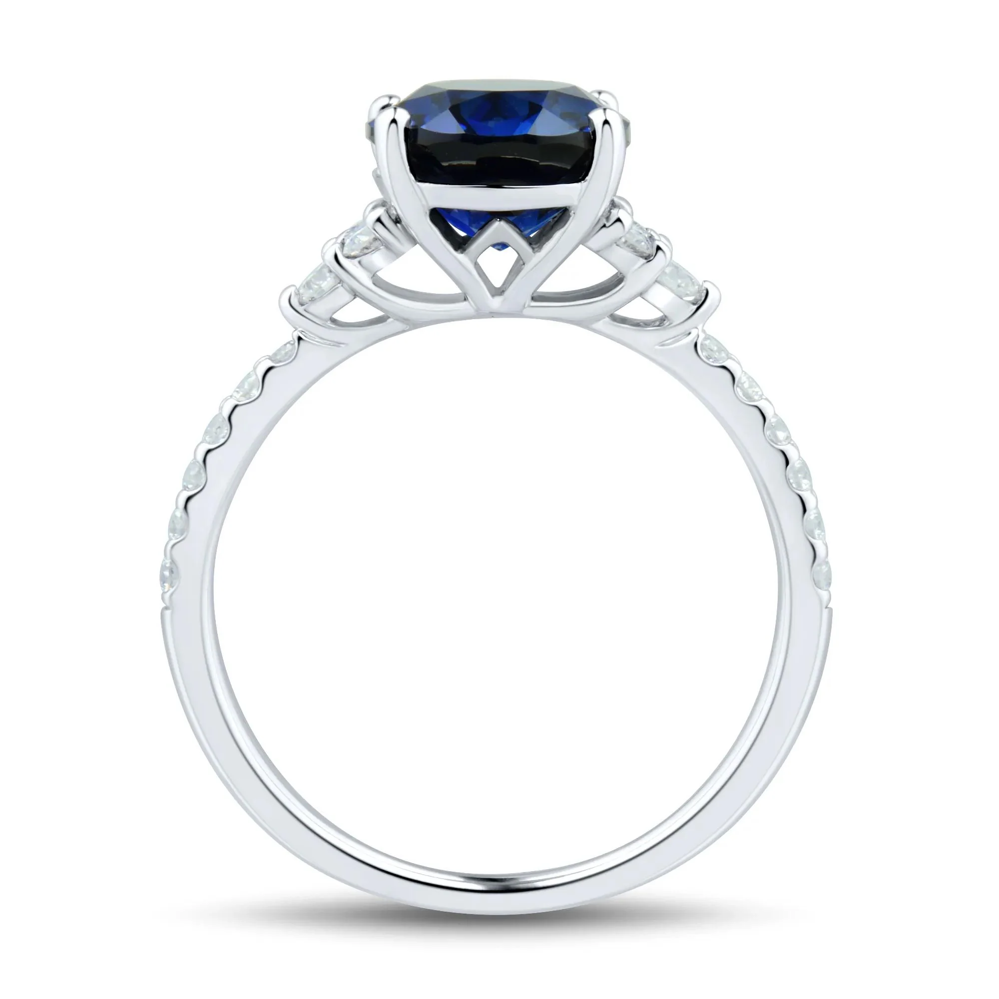 1/3 CT. Tw. Lab-Created Blue Sapphire and Lab Grown Diamond Ring 10K White Gold Size 6.5 1mm - Image 2