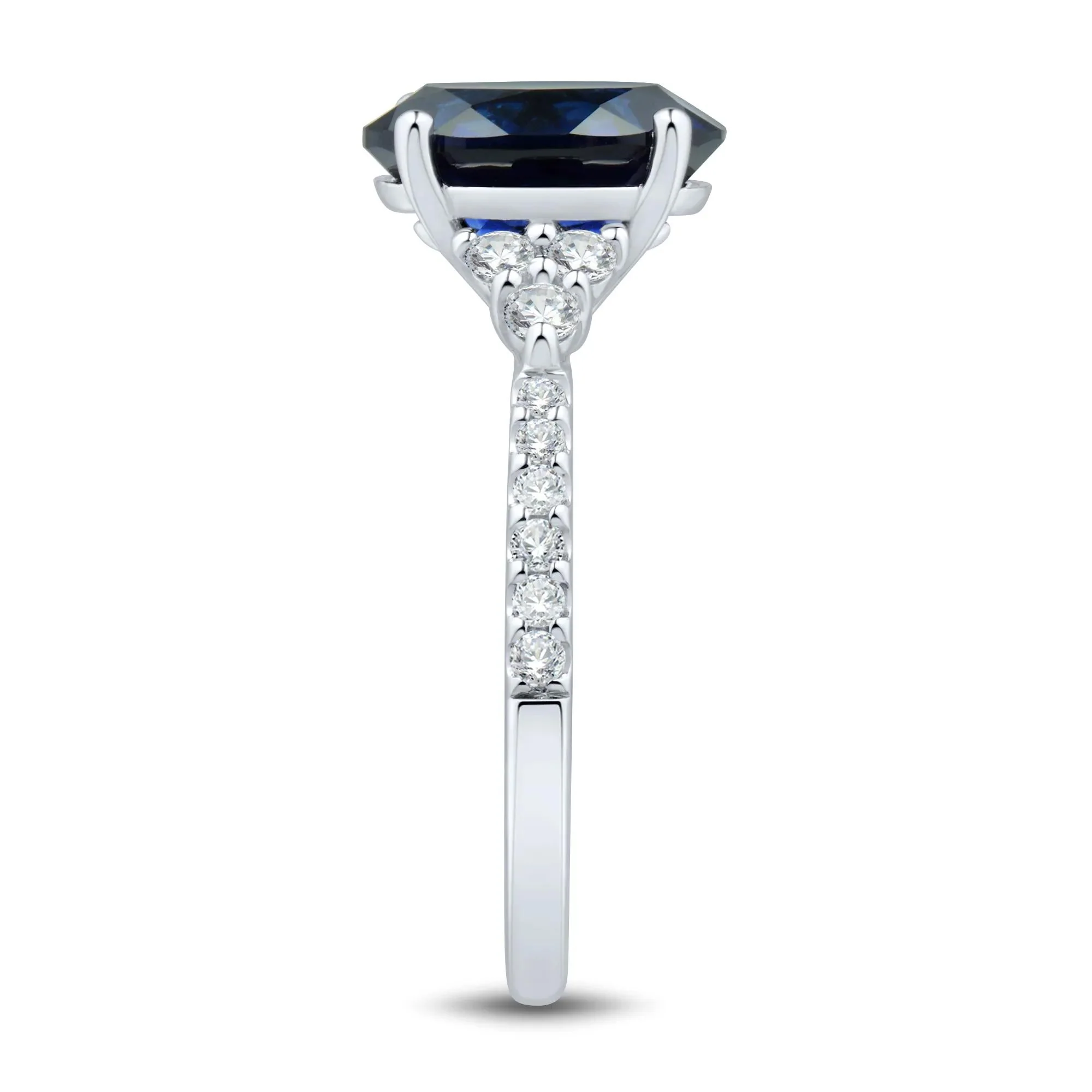 1/3 CT. Tw. Lab-Created Blue Sapphire and Lab Grown Diamond Ring 10K White Gold Size 8 1mm - Image 3