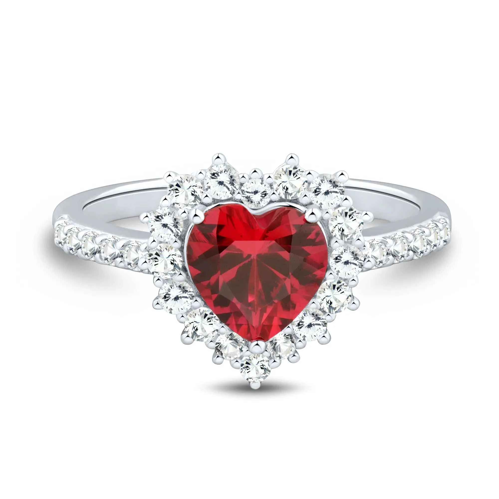 Lab-Created Ruby and Lab-Created White Sapphire Ring Earring and Pendant Set .925 Sterling Silver Size 6.5 1.5mm - Image 2