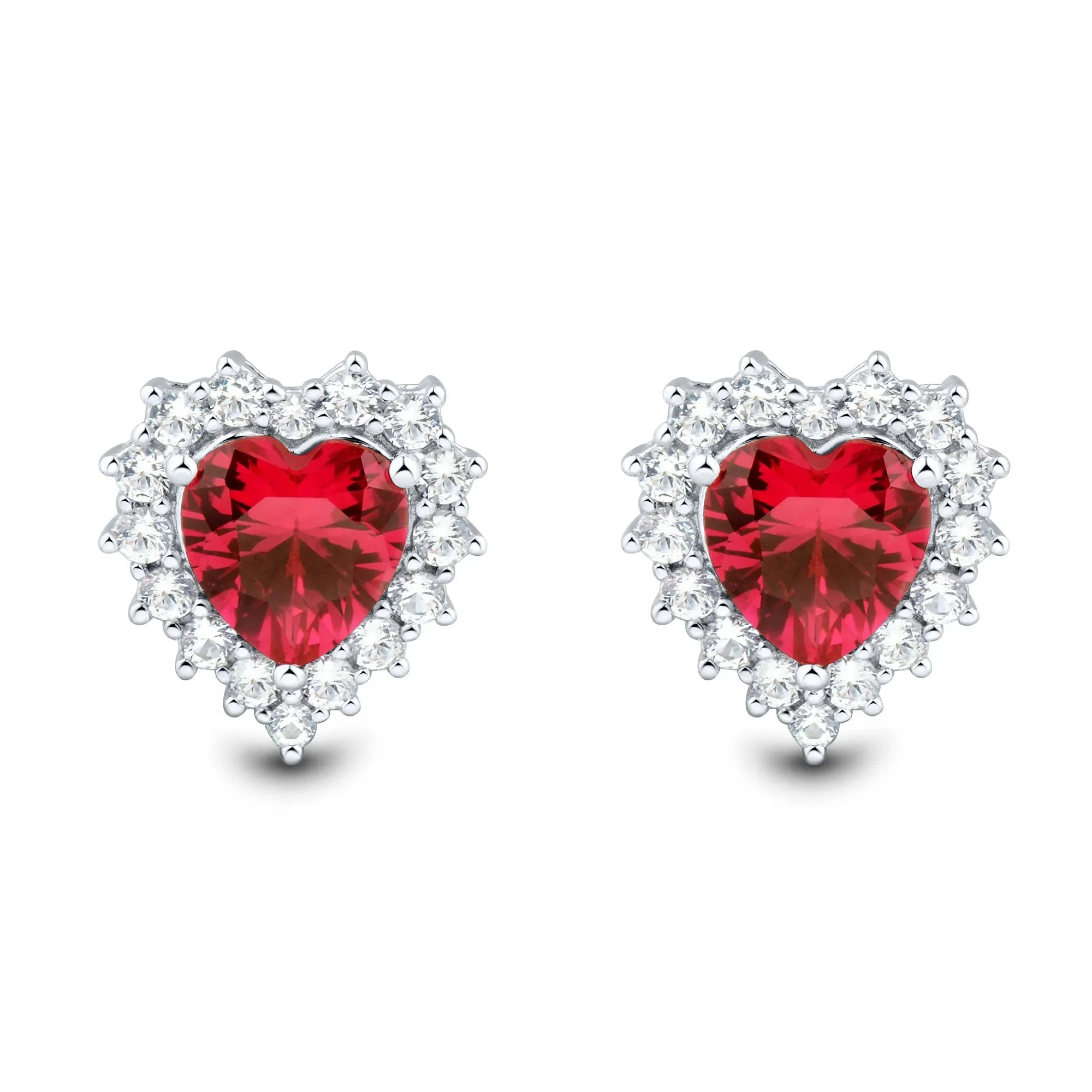 Lab-Created Ruby and Lab-Created White Sapphire Ring Earring and Pendant Set .925 Sterling Silver Size 6.5 1.5mm - Image 9