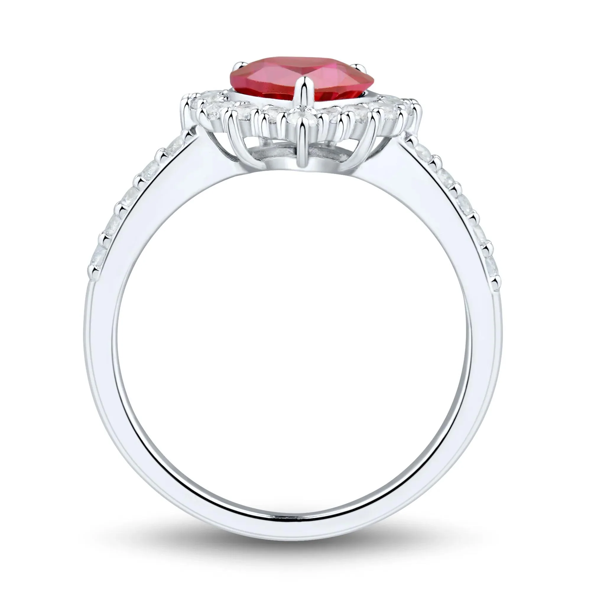 Lab-Created Ruby and Lab-Created White Sapphire Ring Earring and Pendant Set .925 Sterling Silver Size 7 1.5mm - Image 3