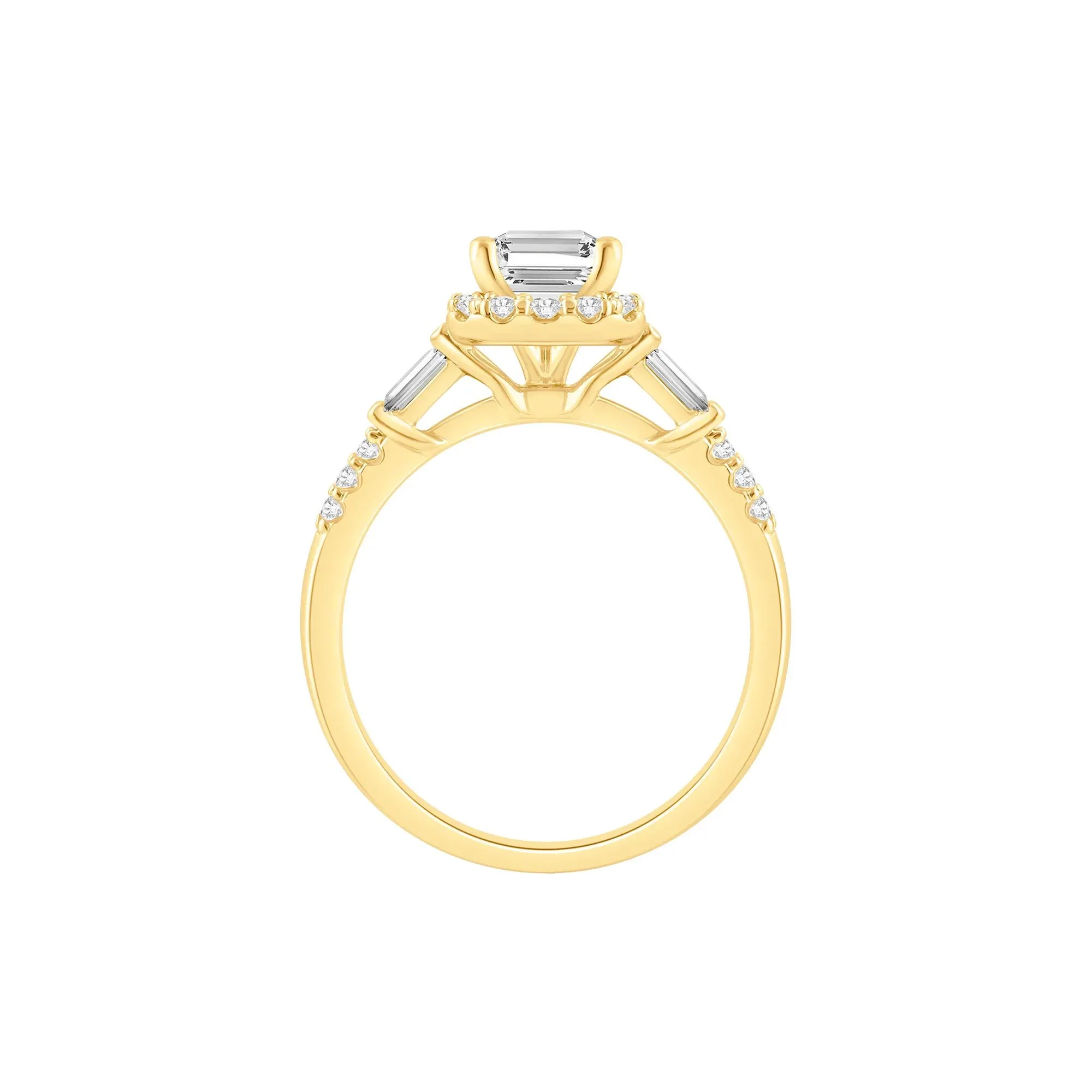 1/2 CT. Tw. Lab Grown Diamond Emerald Engagement Ring 10K Yellow Gold Size 7.5