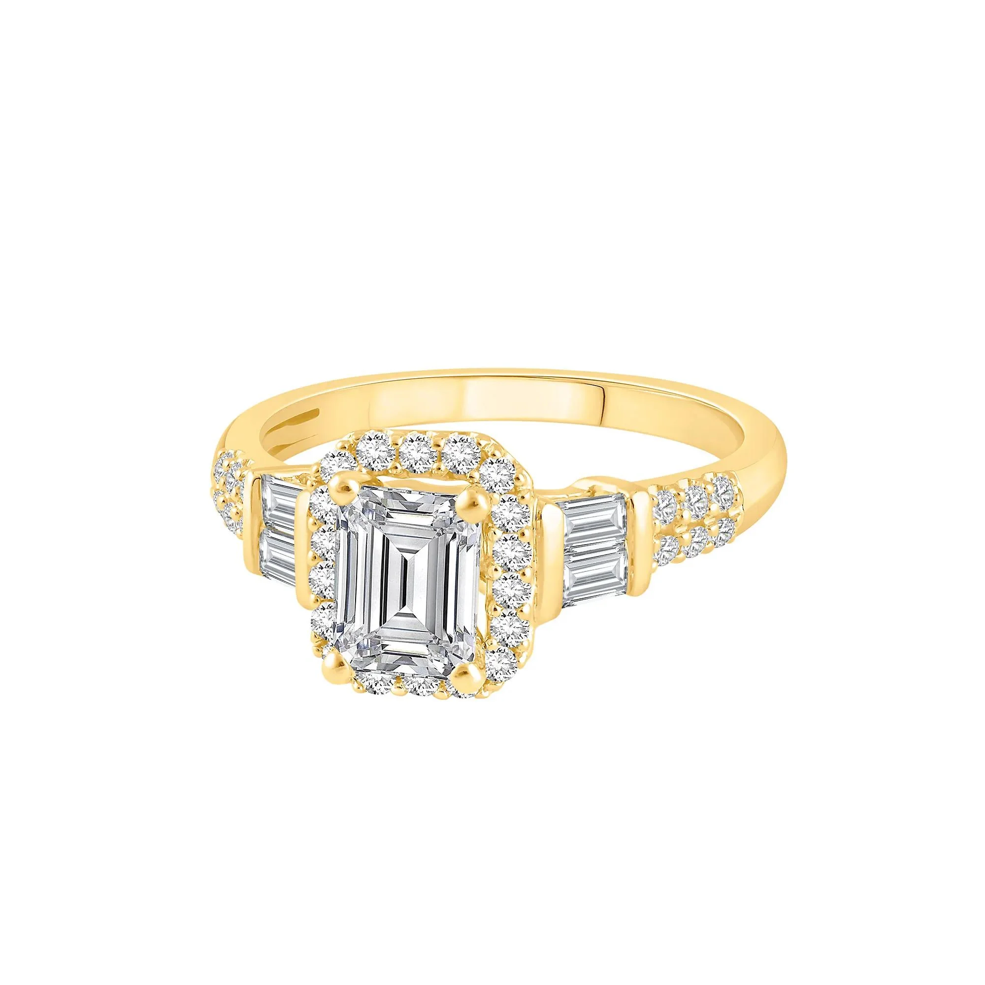 1/2 CT. Tw. Lab Grown Diamond Emerald Engagement Ring 10K Yellow Gold Size 8 - Image 3