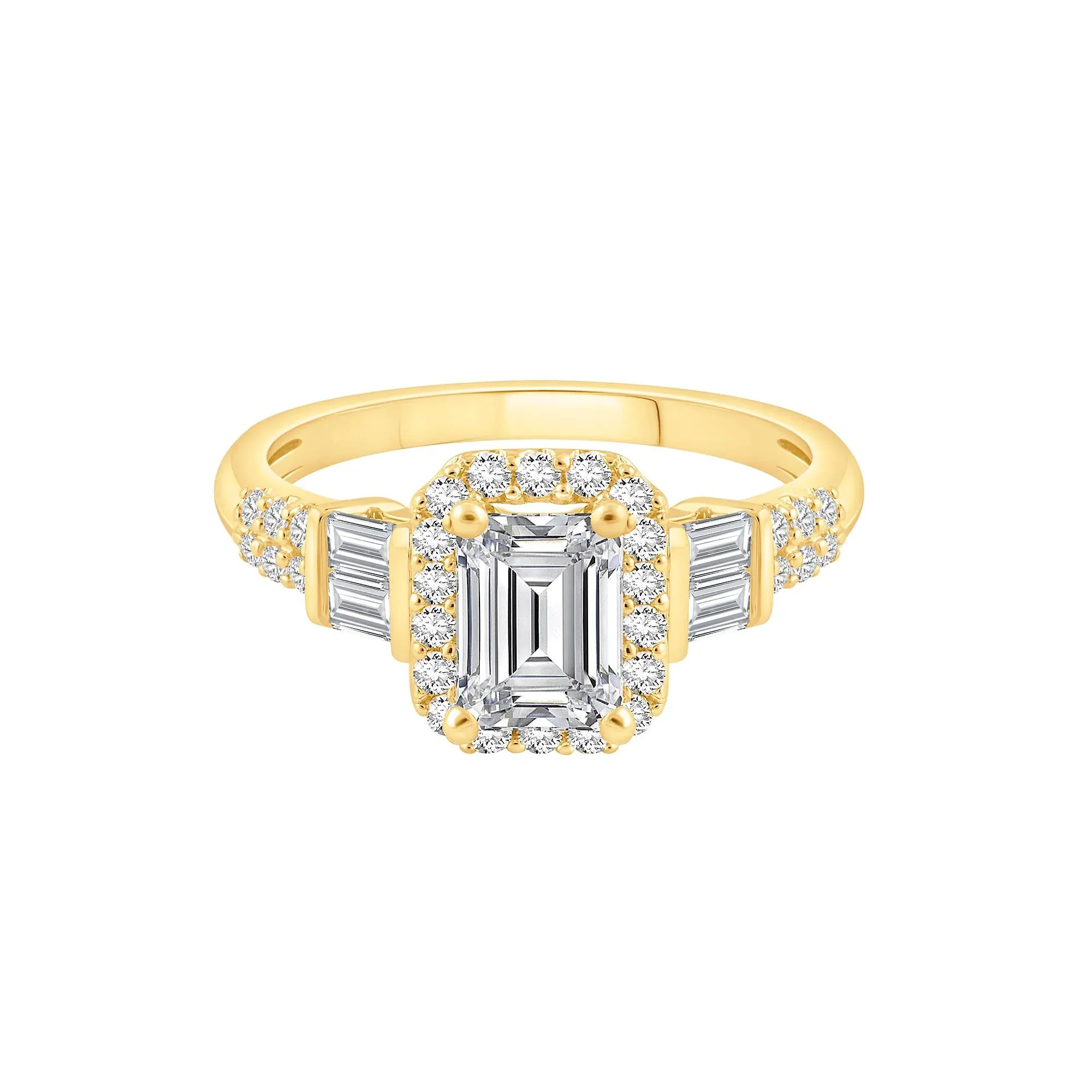1/2 CT. Tw. Lab Grown Diamond Emerald Engagement Ring 10K Yellow Gold Size 9 - Image 4