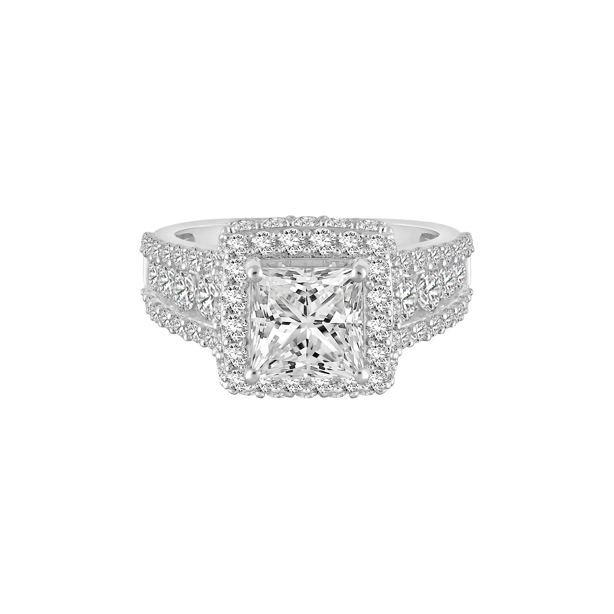 4 CT. Tw. Lab Grown Diamond Engagement Ring 10K White Gold Size 9