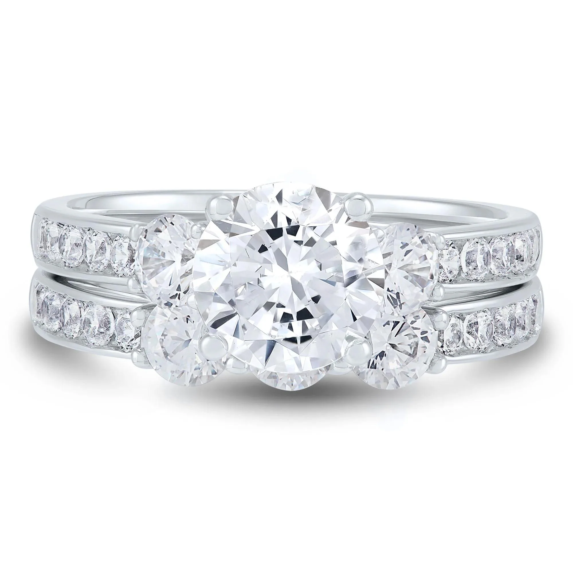 3 CT. Tw. Lab Grown Diamond Bridal Set 14K White Gold Ring Size 7 1mm