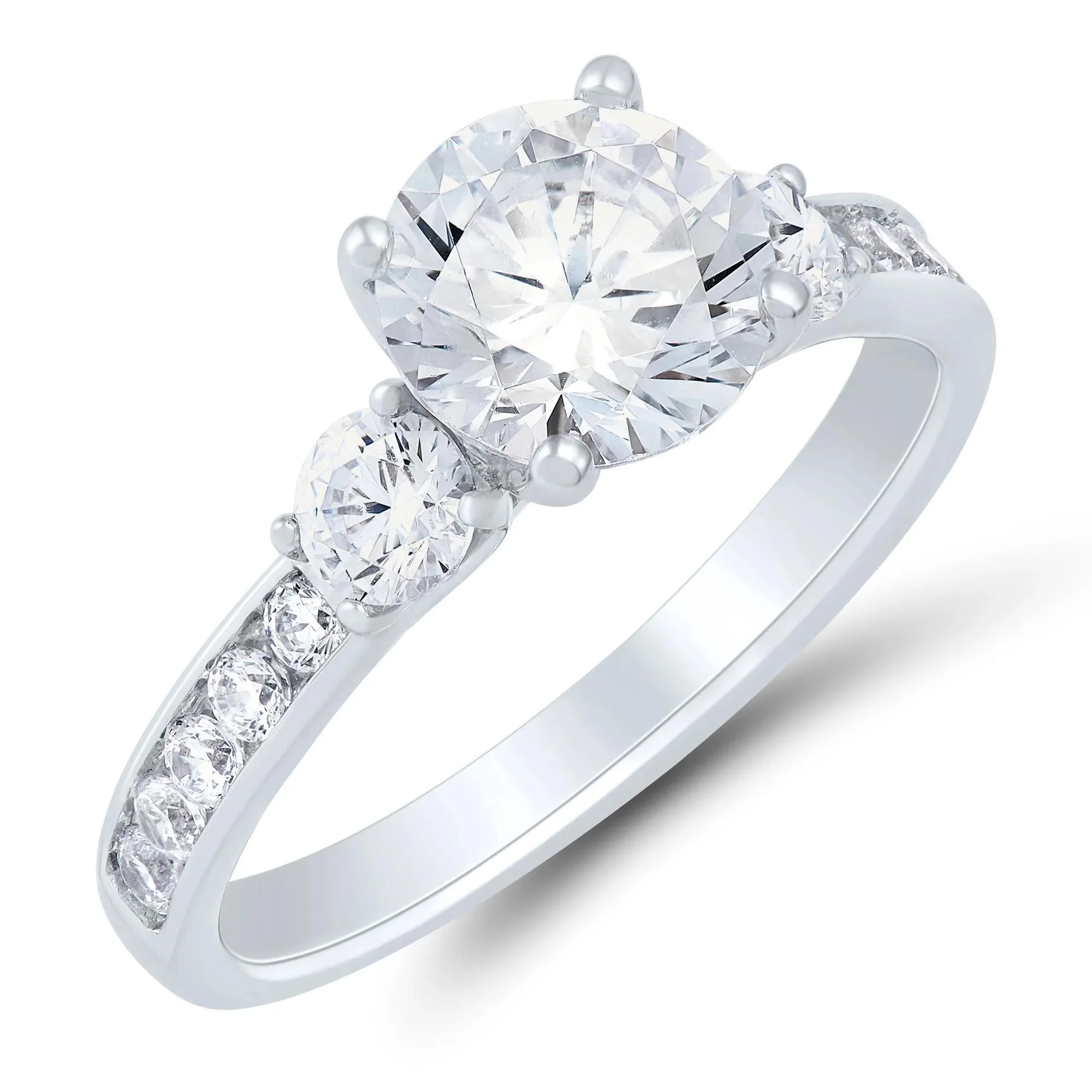3 CT. Tw. Lab Grown Diamond Bridal Set 14K White Gold Ring Size 7.5 1mm - Image 4