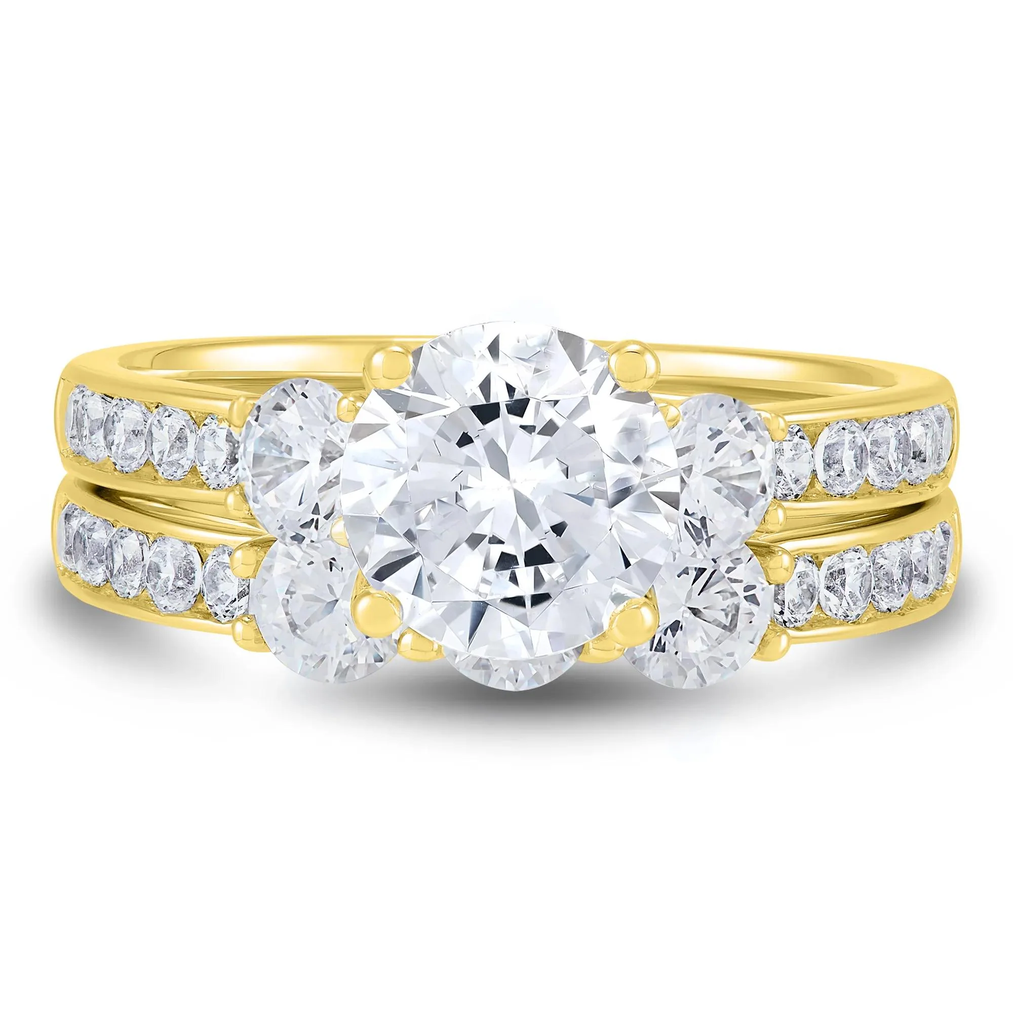 3 CT. Tw. Lab Grown Diamond Bridal Set 14K Yellow Gold Ring Size 7.5 1mm