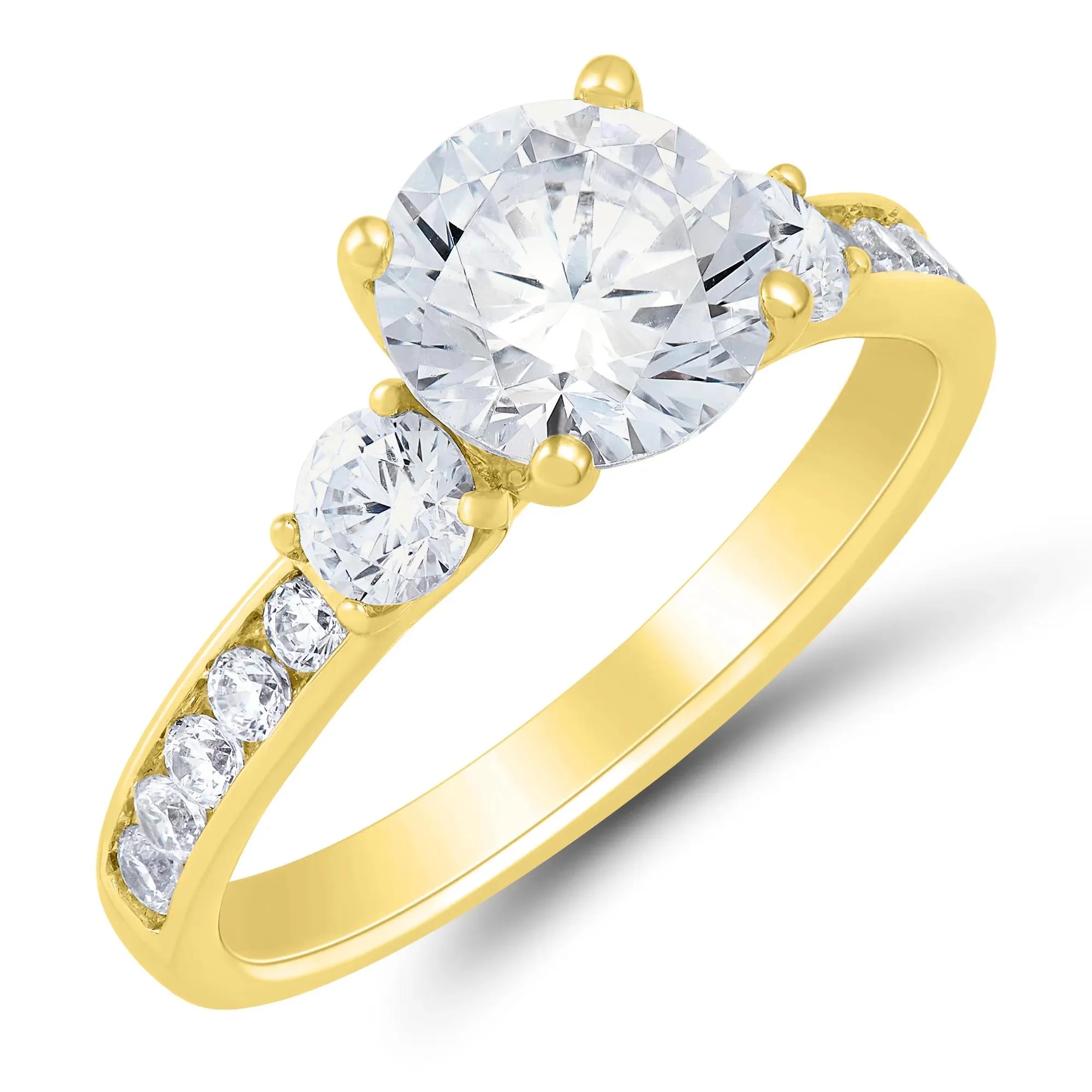 3 CT. Tw. Lab Grown Diamond Bridal Set 14K Yellow Gold Ring Size 8.5 1mm - Image 4