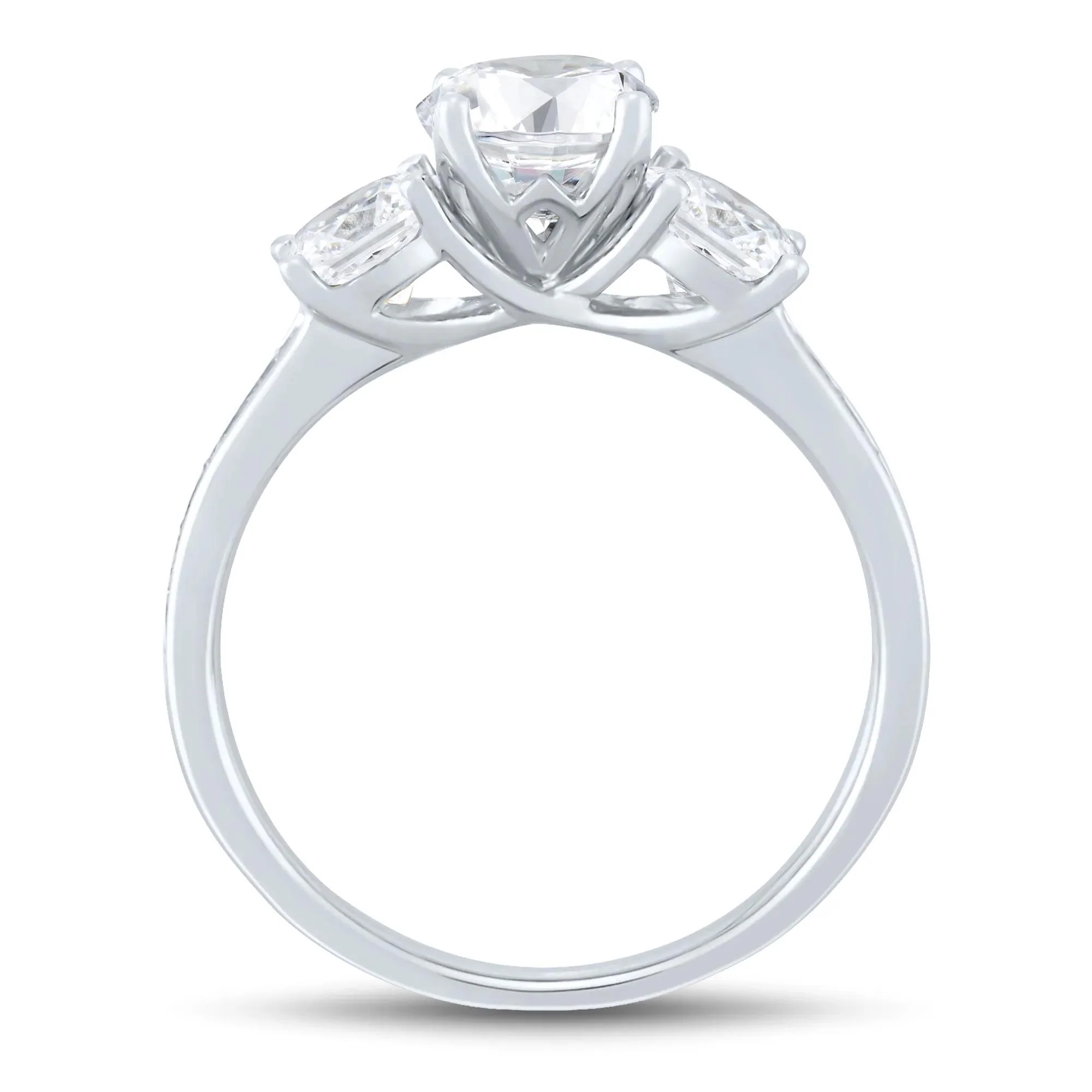 1/4 CT. Tw. Lab Grown Three-Stone Diamond Engagement Ring 14K White Gold (2-) Round Brilliant Cut Size 6.5 1mm - Image 2