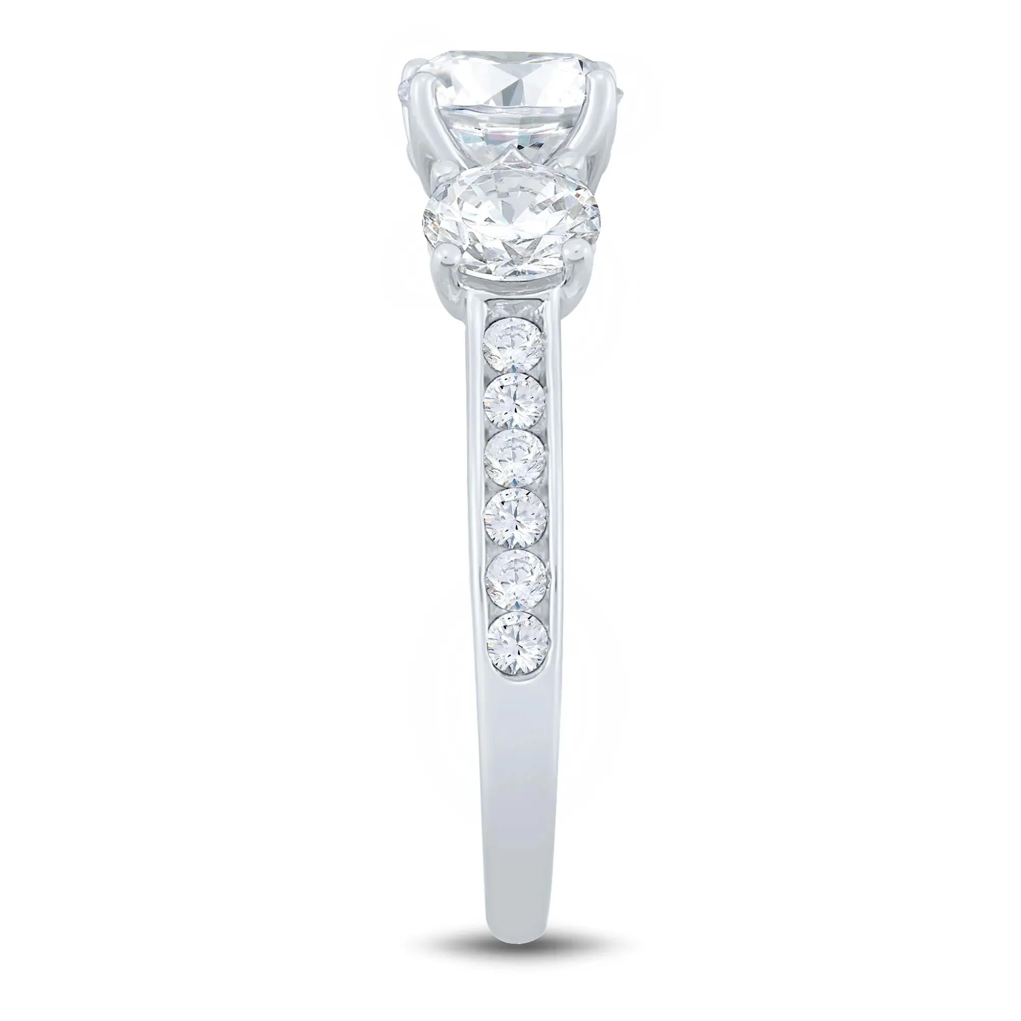 1/4 CT. Tw. Lab Grown Three-Stone Diamond Engagement Ring 14K White Gold (2-) Round Brilliant Cut Size 9 1mm - Image 3
