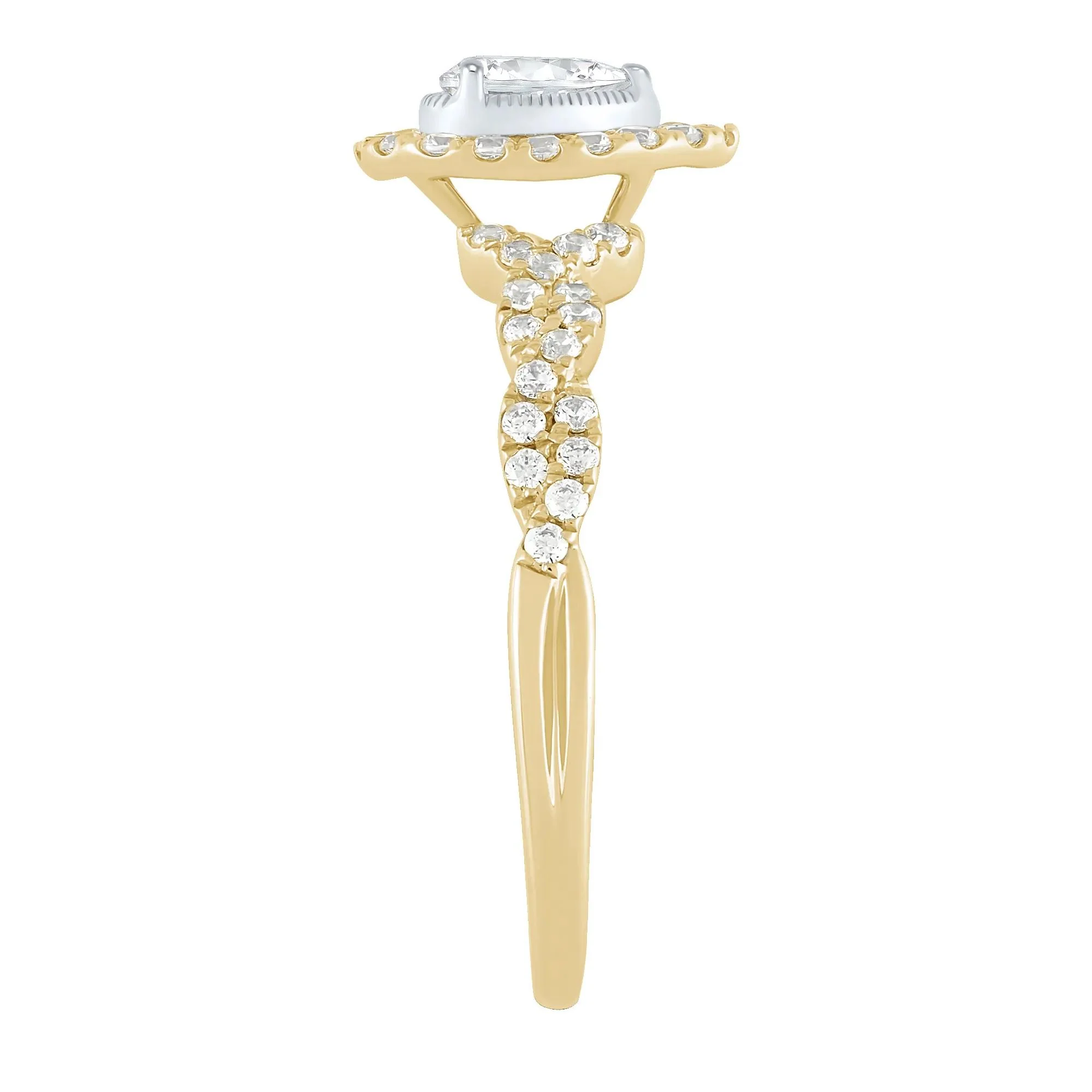 1/2 CT. Tw. Pear-Shaped Diamond Engagement Ring 10K Yellow Gold Round Brilliant Cut Size 7 1mm - Image 3