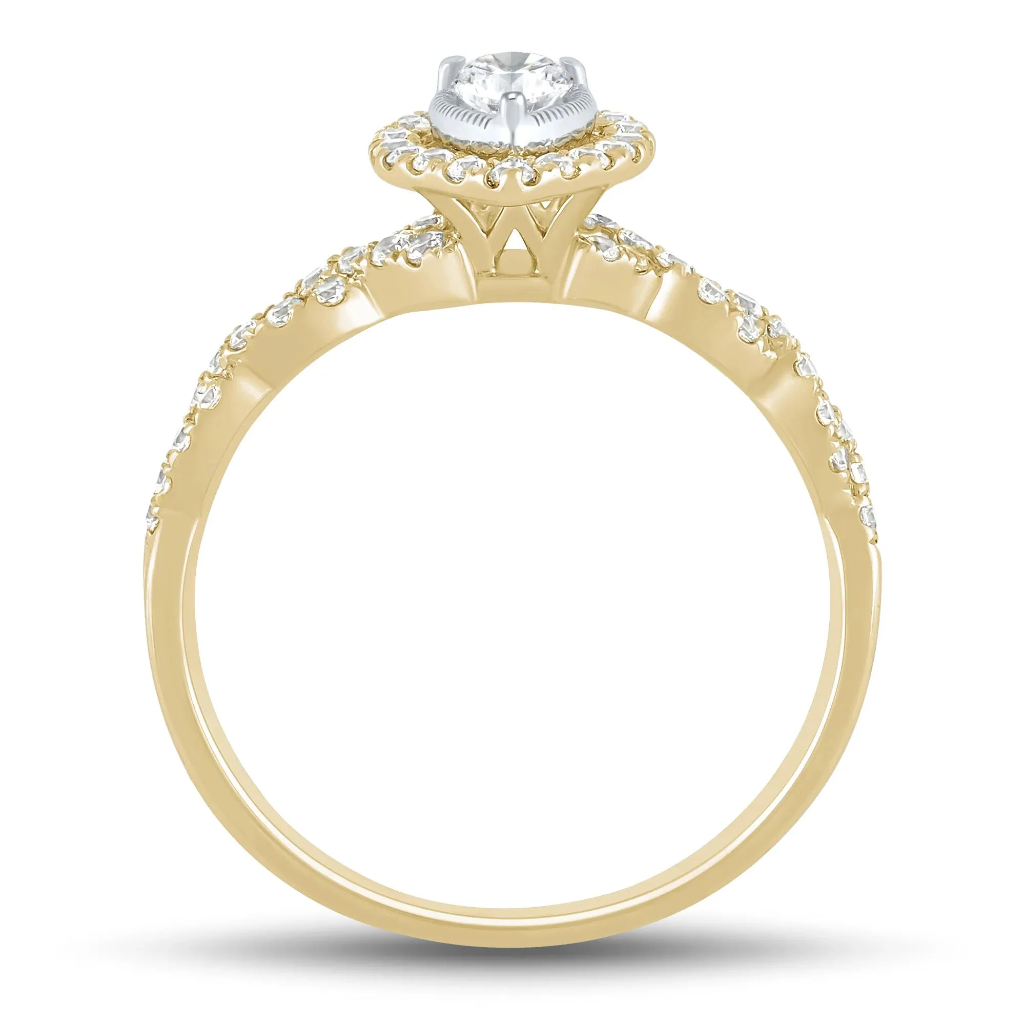 1/2 CT. Tw. Pear-Shaped Diamond Engagement Ring 10K Yellow Gold Round Brilliant Cut Size 8.5 1mm - Image 2
