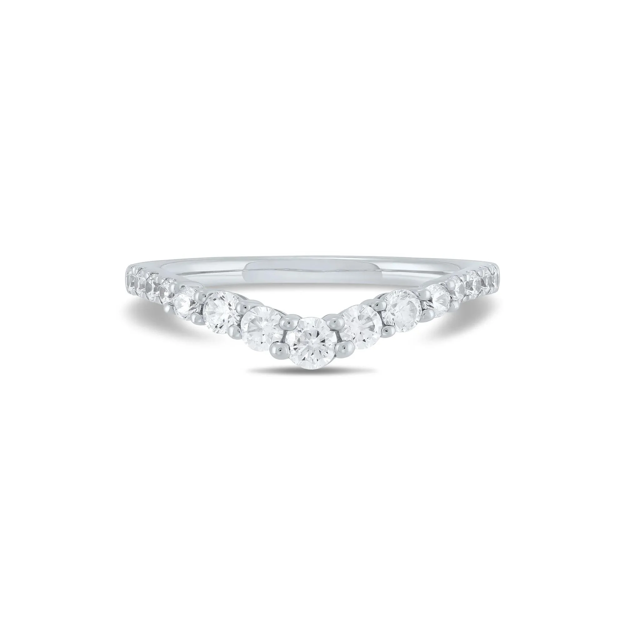 1/2 CT. Tw. Lab Grown Diamond Contour Band Ring 14K White Gold Size 6 1mm
