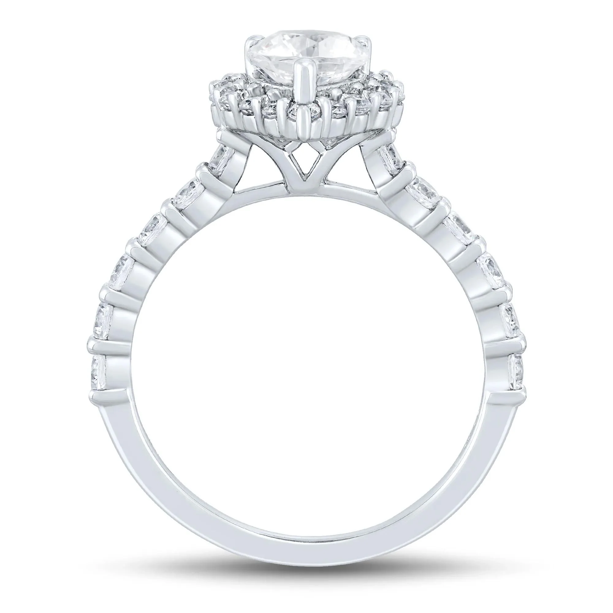 2 1/4 CT. Tw. Pear-Shaped Lab Grown Diamond Engagement Ring 14K White Gold Round Brilliant Cut Size 7 2mm - Image 2