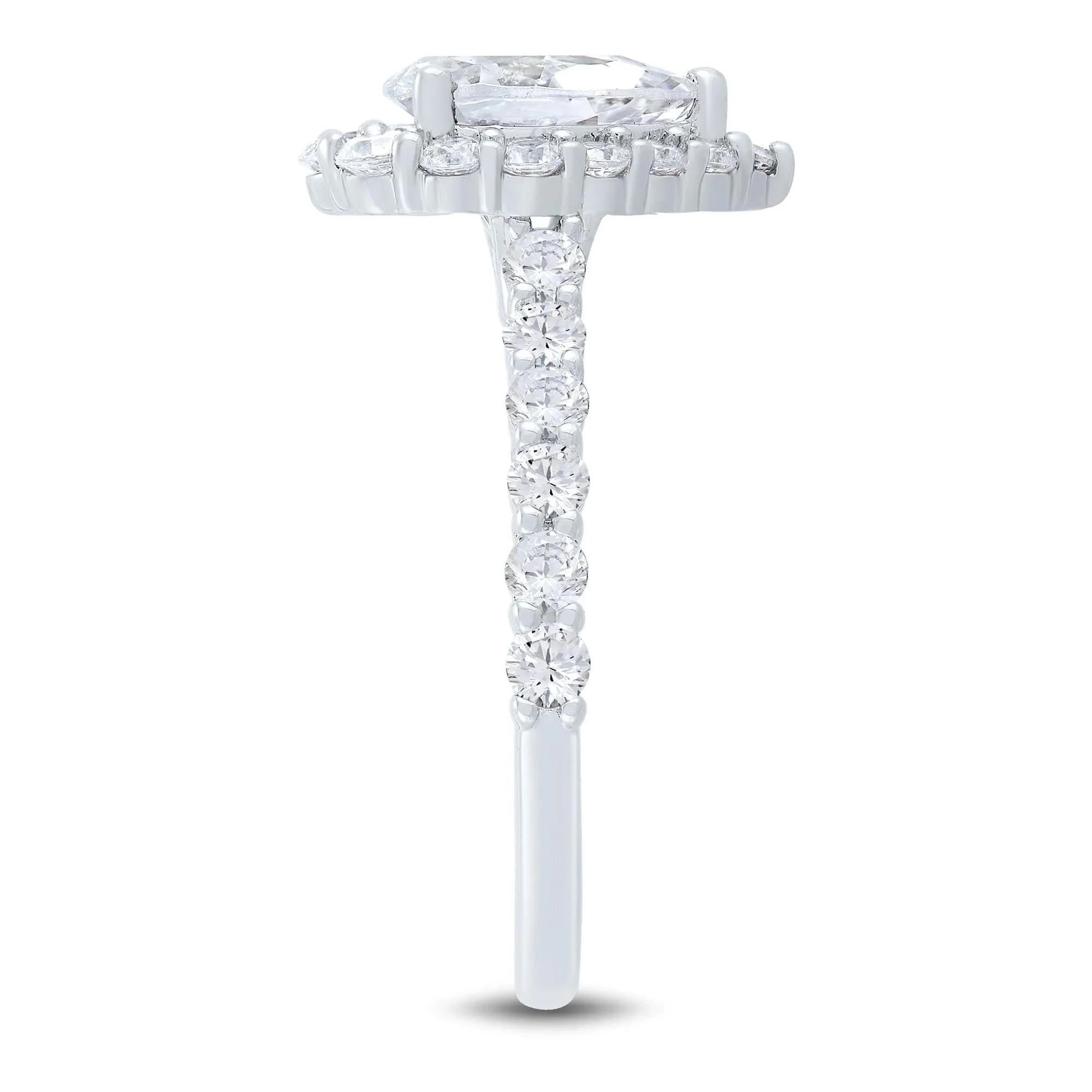 2 1/4 CT. Tw. Pear-Shaped Lab Grown Diamond Engagement Ring 14K White Gold Round Brilliant Cut Size 8 2mm - Image 3