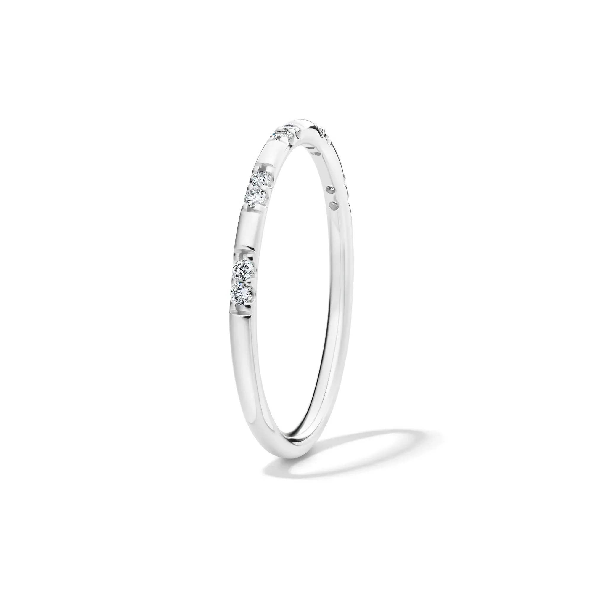1/10 CT. Tw. Lab Grown Diamond Stack Band Ring 10K White Gold Size 6 1.5mm - Image 3