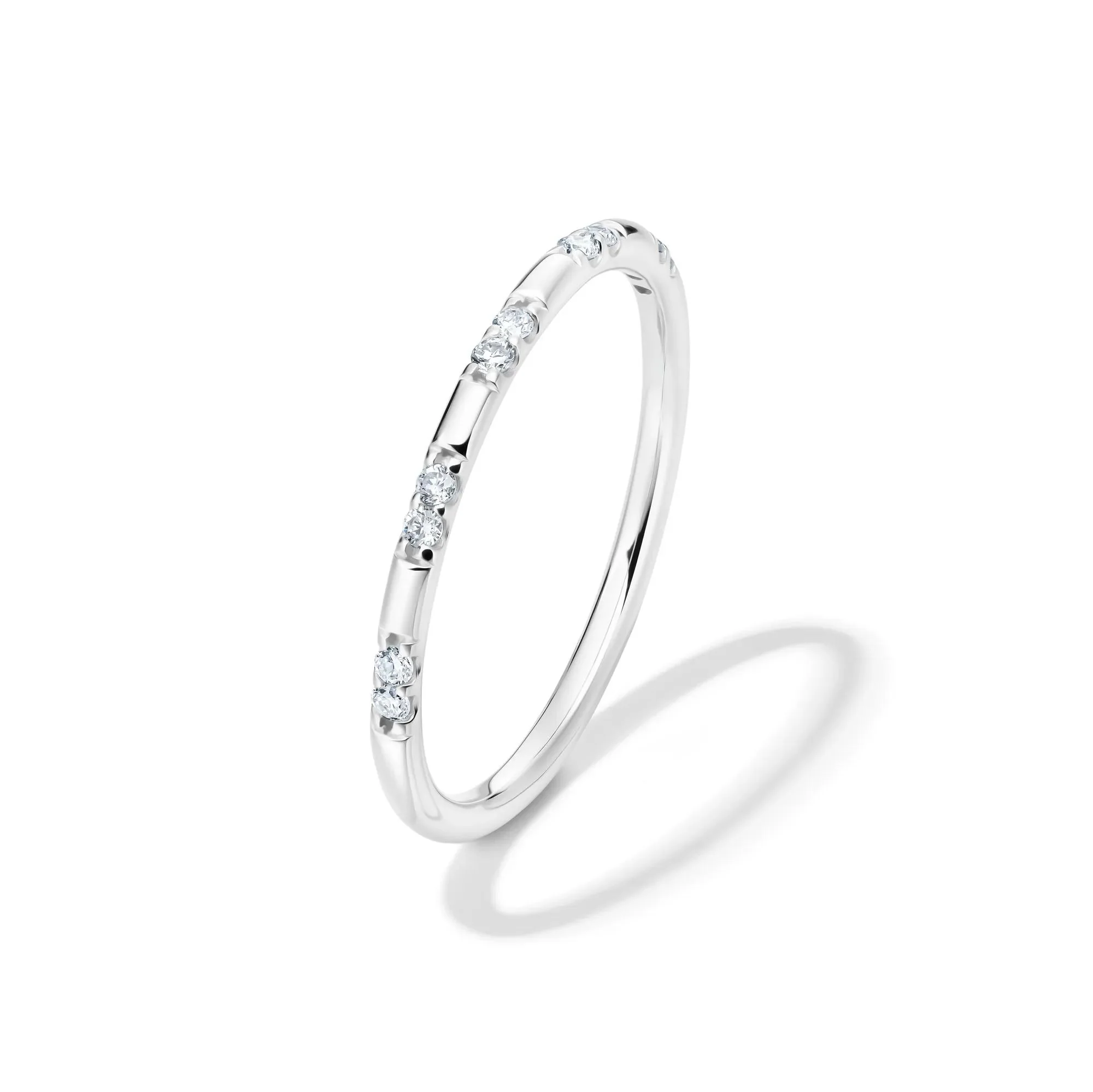 1/10 CT. Tw. Lab Grown Diamond Stack Band Ring 10K White Gold Size 7 1.5mm - Image 4