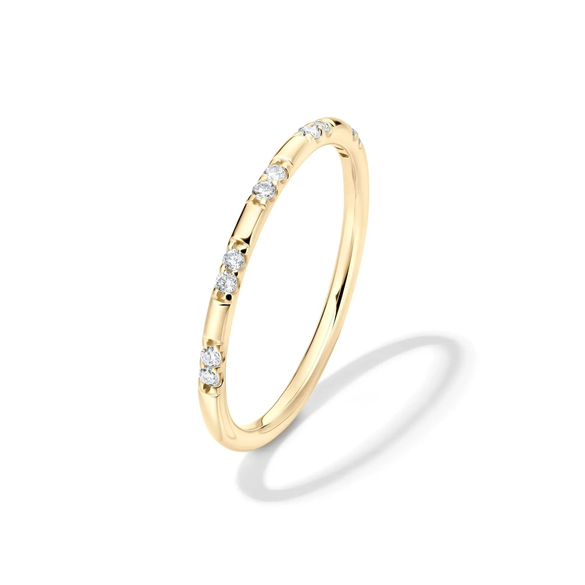 1/10 CT. Tw. Lab Grown Diamond Stack Band Ring 10K Yellow Gold Size 6.5 1.5mm - Image 4