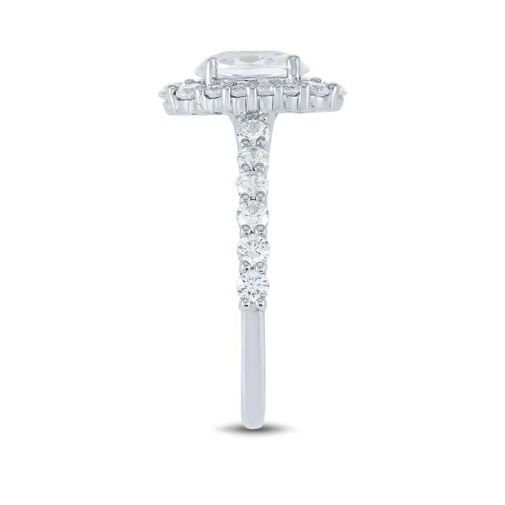 2 1/4 CT. Tw. Lab Grown Diamond Halo Engagement Ring 14K White Gold Round Brilliant Cut Size 6 1mm - Image 3
