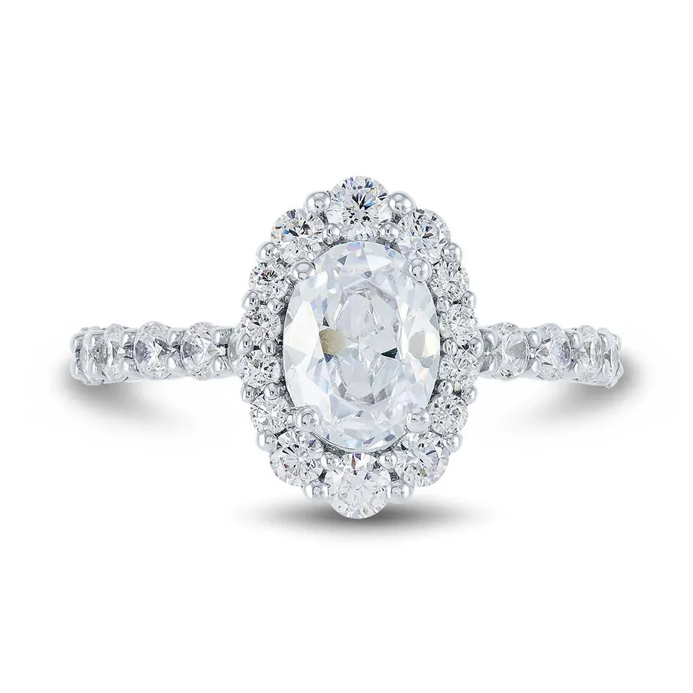 2 1/4 CT. Tw. Lab Grown Diamond Halo Engagement Ring 14K White Gold Round Brilliant Cut Size 7 1mm