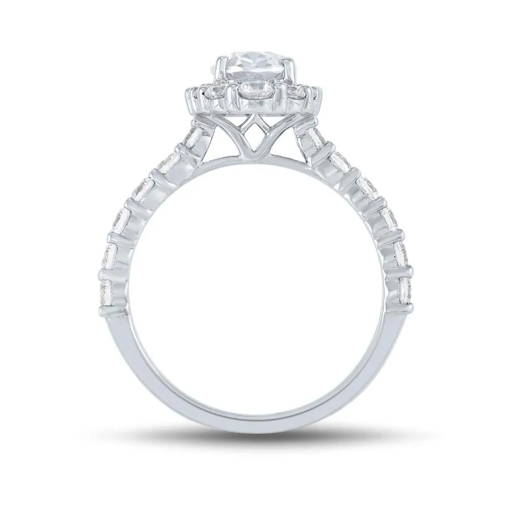 2 1/4 CT. Tw. Lab Grown Diamond Halo Engagement Ring 14K White Gold Round Brilliant Cut Size 7.5 1mm - Image 2