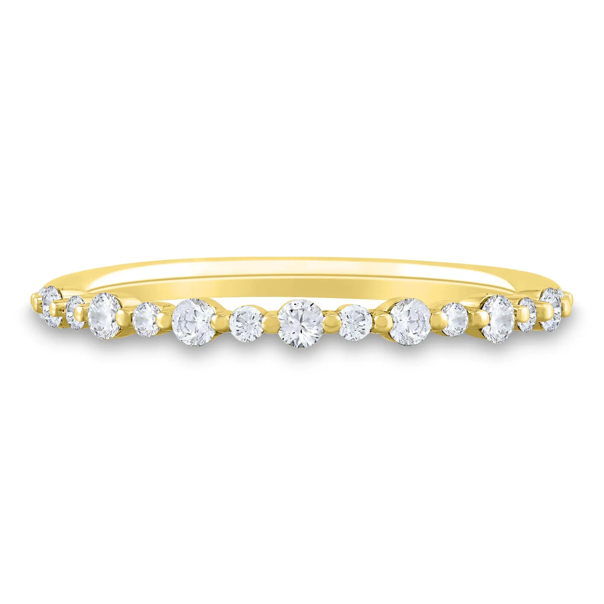 1/4 CT. Tw. Diamond Shared-Prong Band Ring 10K Yellow Gold Round Brilliant Cut Size 6 1mm