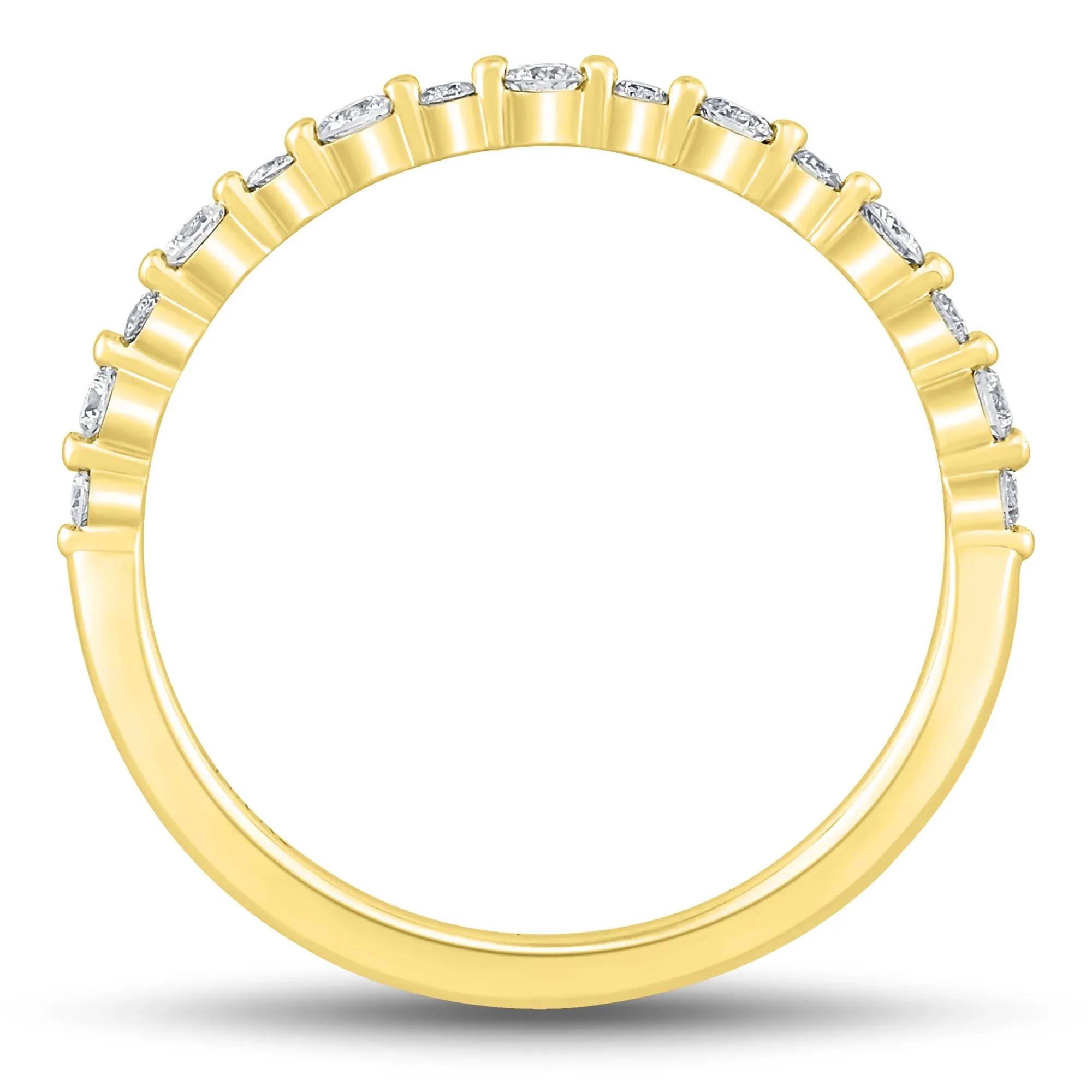 1/4 CT. Tw. Diamond Shared-Prong Band Ring 10K Yellow Gold Round Brilliant Cut Size 8.5 1mm - Image 2