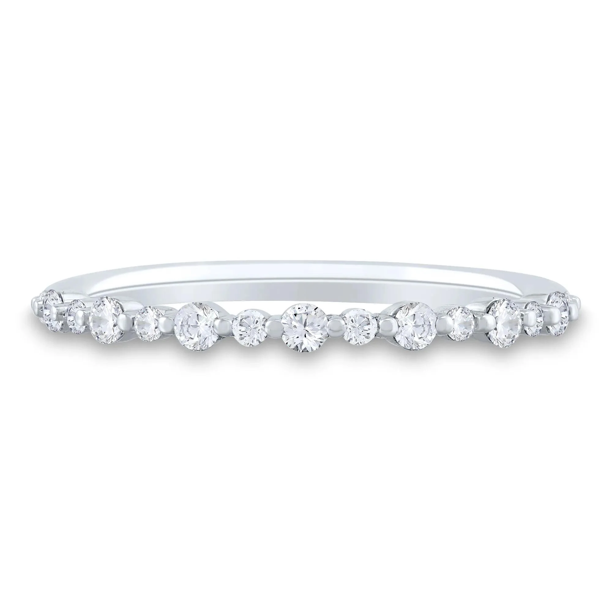 1/4 CT. Tw. Diamond Shared-Prong Band Ring 10K White Gold Round Brilliant Cut Size 8 1mm