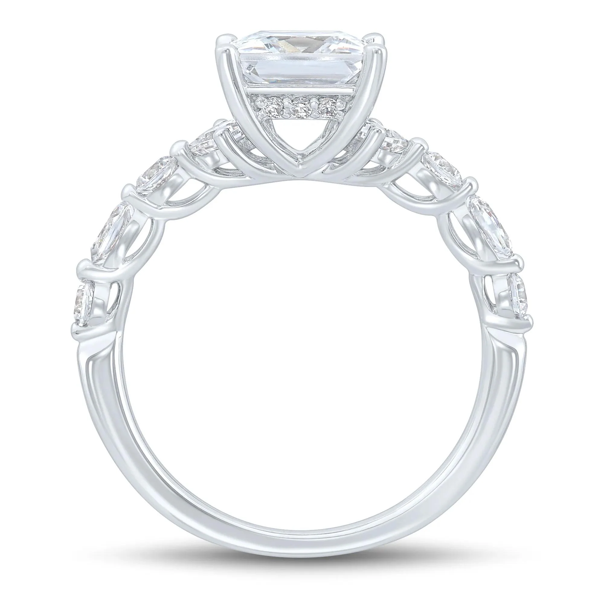 2 3/4 CT. Tw. Princess-Cut Lab Grown Diamond Engagement Ring 14K White Gold Round Brilliant Cut Size 7.5 1mm - Image 2