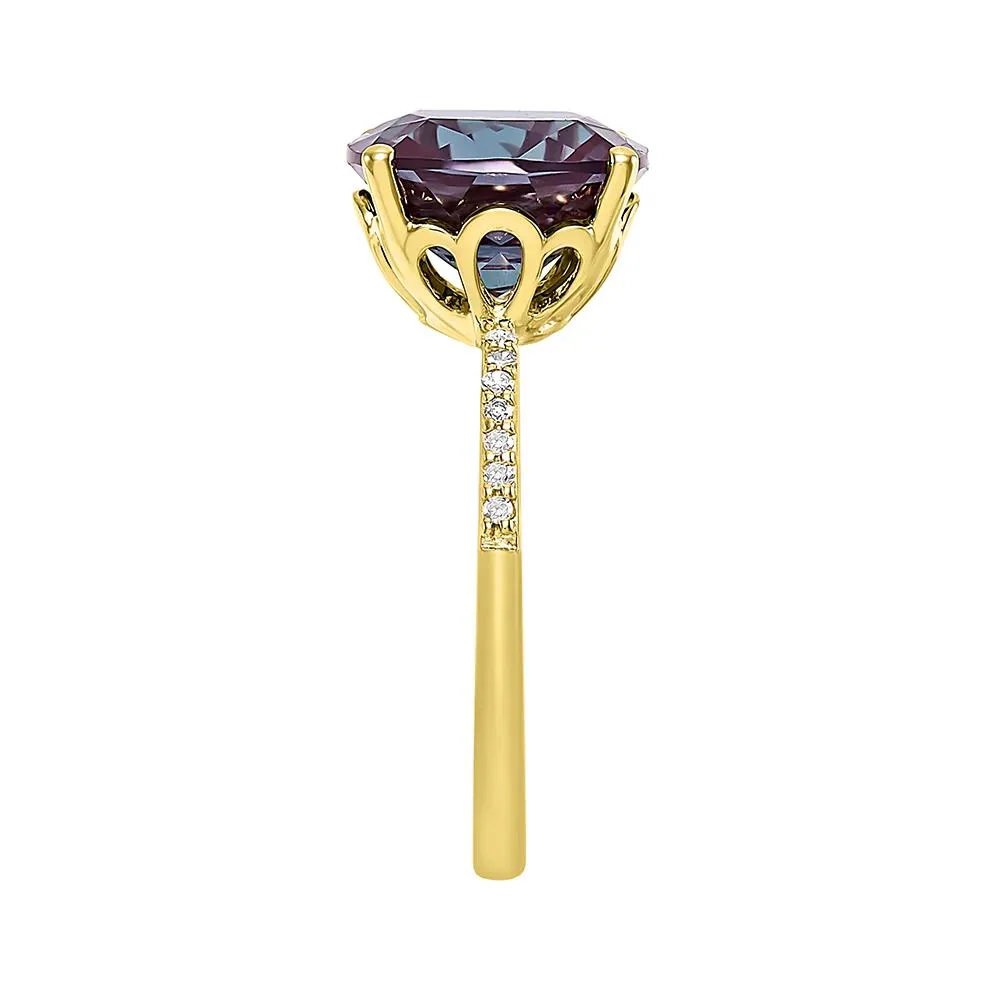 Cushion-Cut Lab Created Alexandrite Ring 10K Yellow Gold Size 6.5 - Image 3