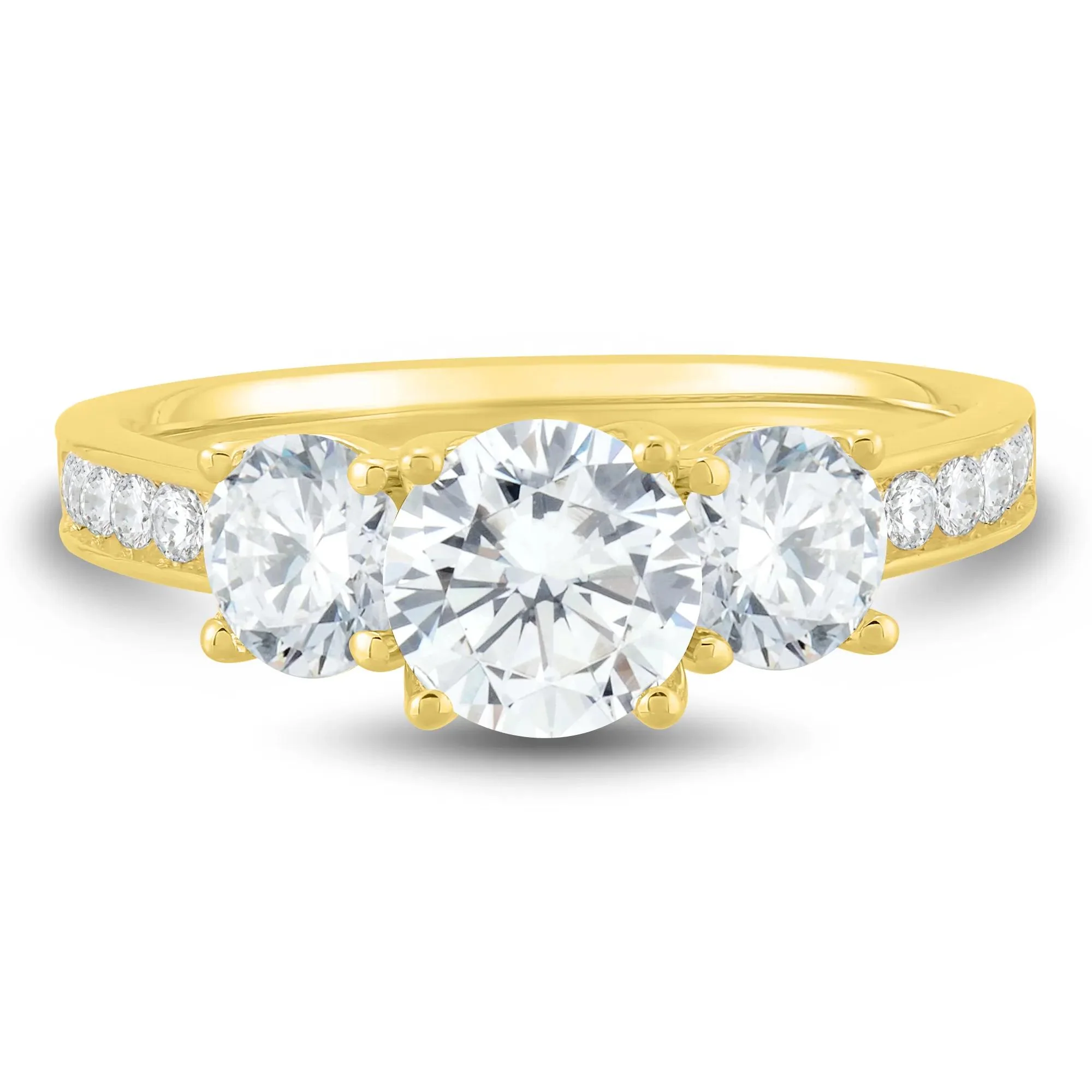 1/4 CT. Tw. Lab Grown Diamond Engagement Ring 14K Yellow Gold (2-) Round Brilliant Cut Size 7 1mm