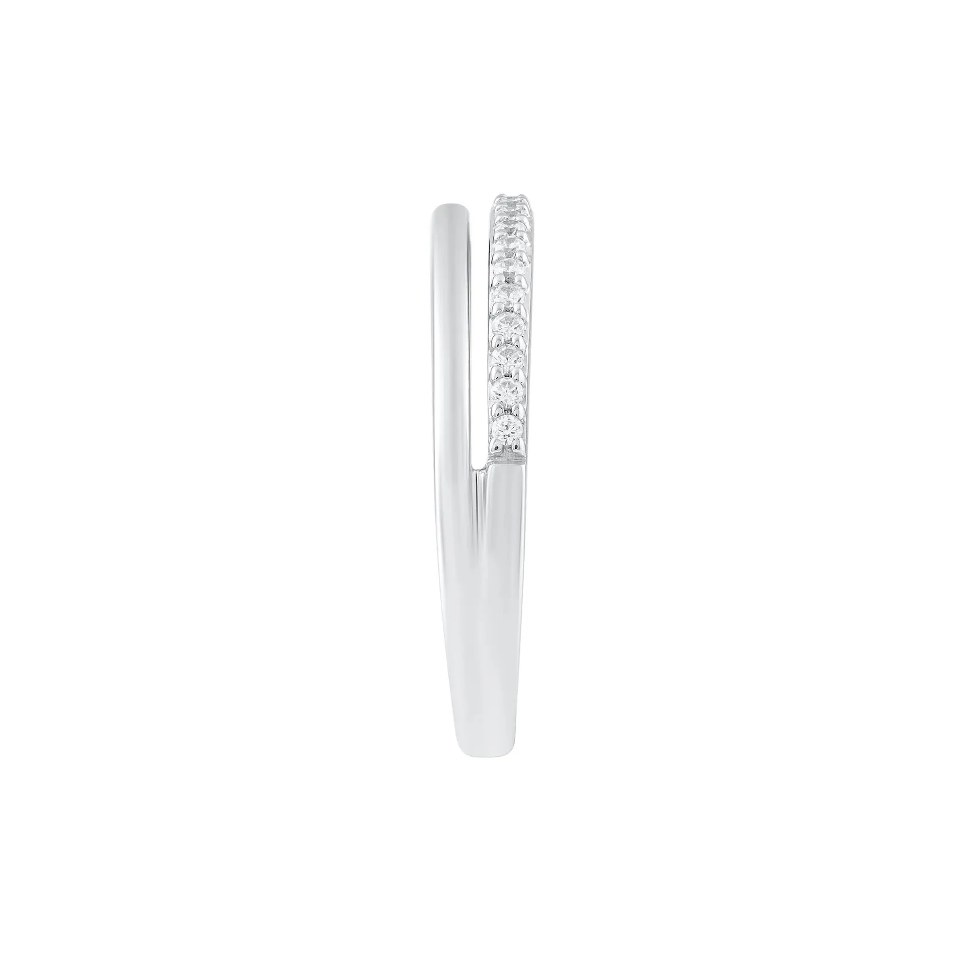 1/8 CT. Tw. Diamond Double-Row Band Ring 10K White Gold Round Brilliant Cut Size 6 - Image 3