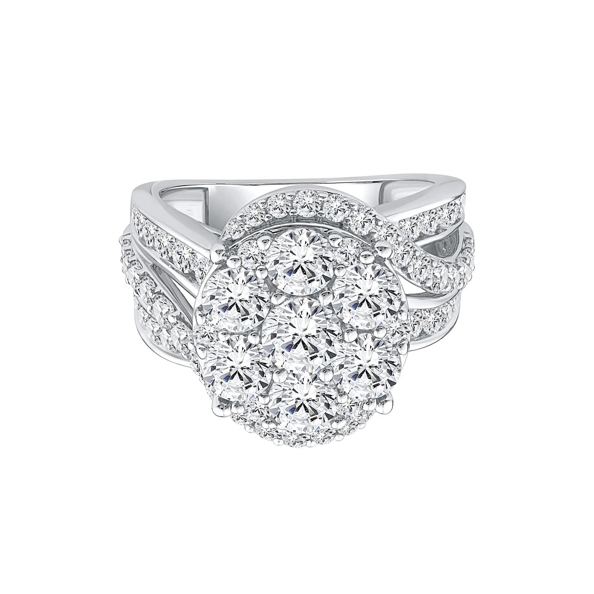 4 CT. Tw. Lab Grown Diamond Multi-Stone Engagement Ring 10K White Gold Size 6