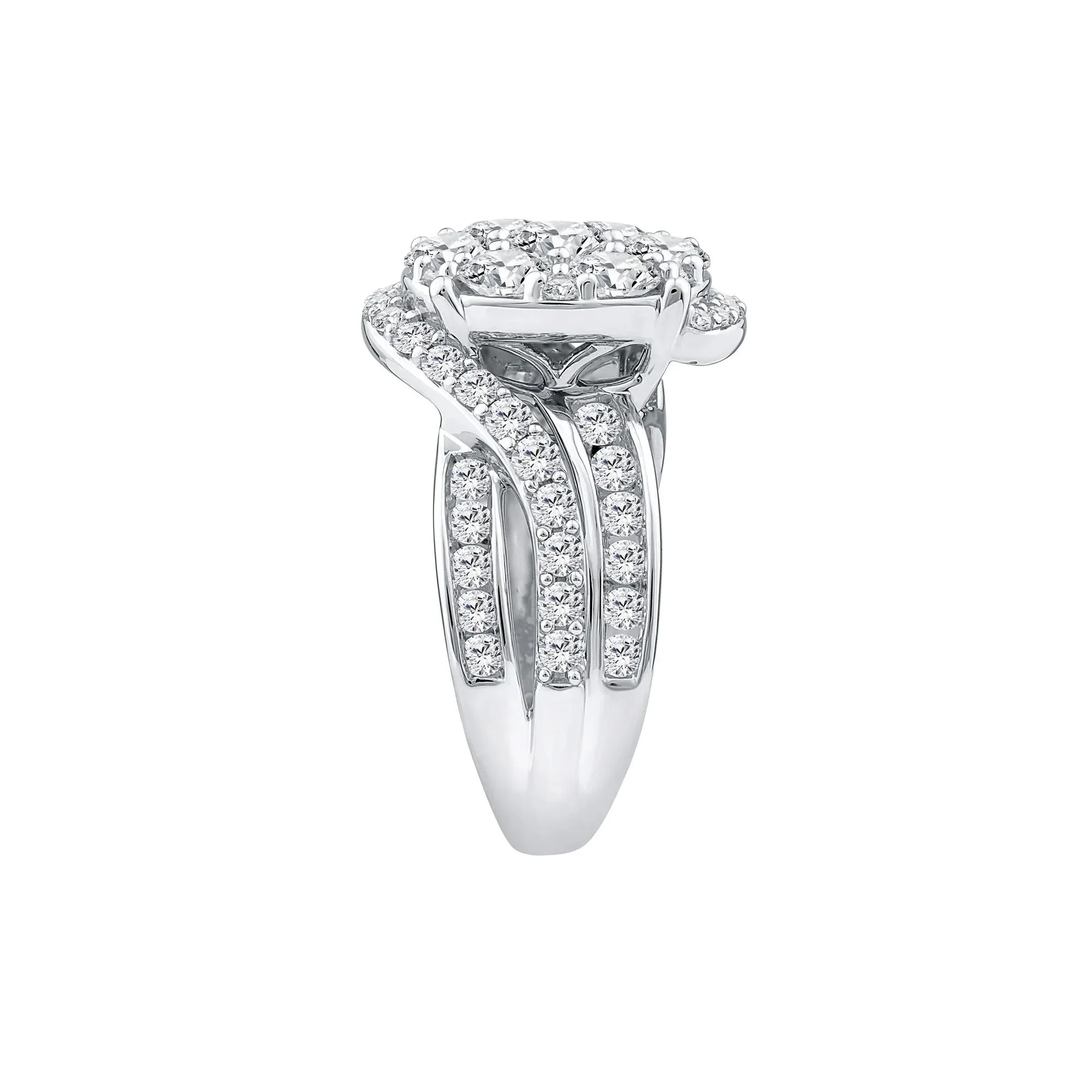 4 CT. Tw. Lab Grown Diamond Multi-Stone Engagement Ring 10K White Gold Size 7.5 - Image 3
