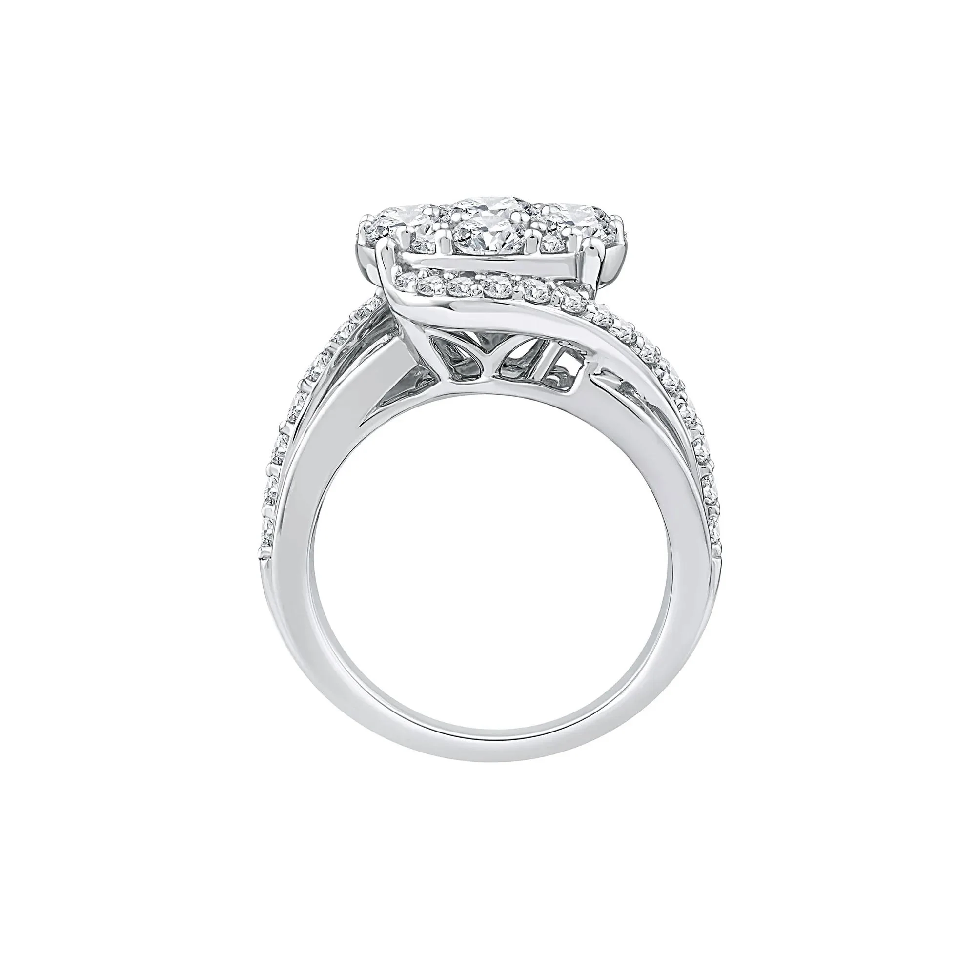4 CT. Tw. Lab Grown Diamond Multi-Stone Engagement Ring 10K White Gold Size 8 - Image 2