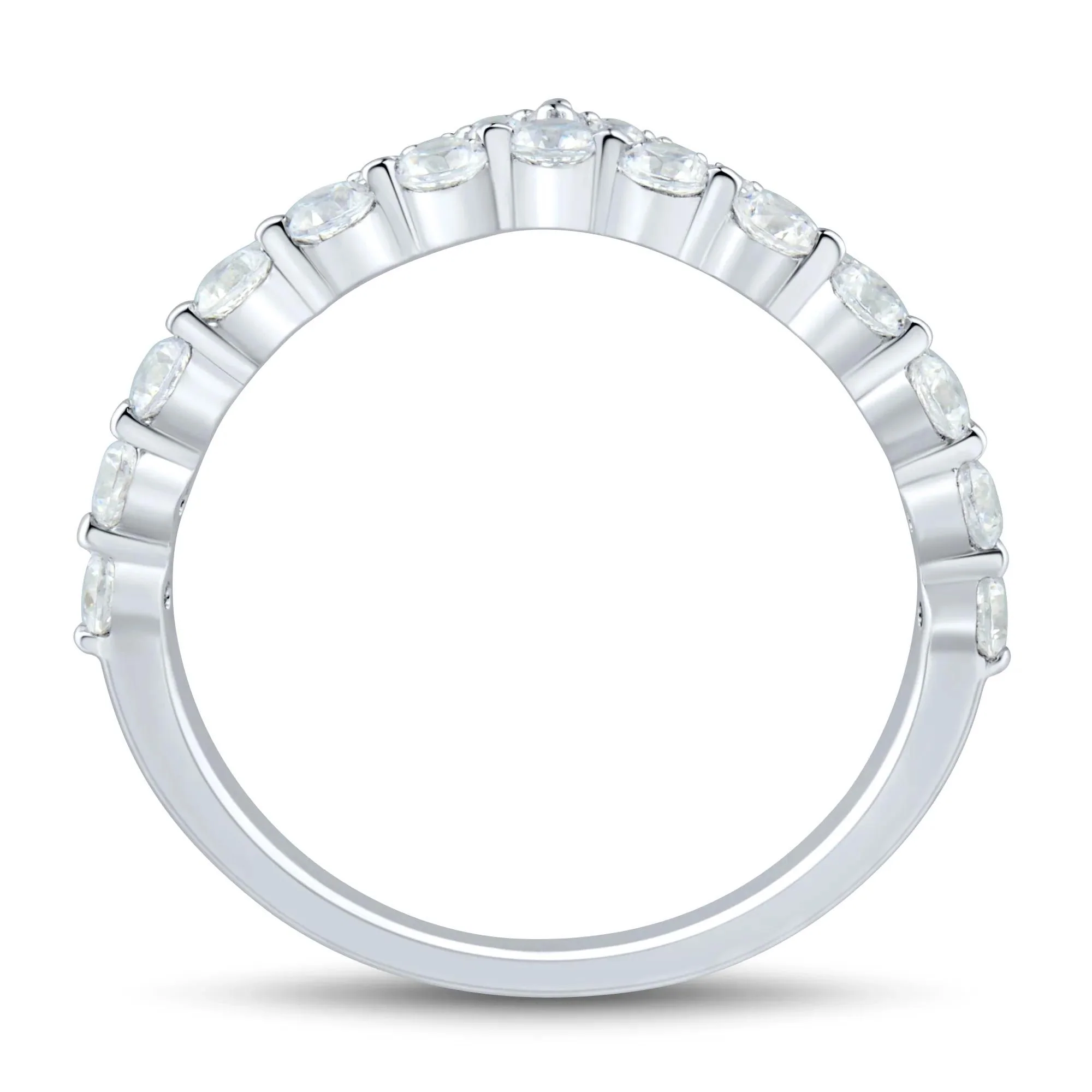 3/4 CT. Tw. Lab Grown Diamond Chevron Band Ring 14K White Gold Round Brilliant Cut Size 6.5 1mm - Image 2
