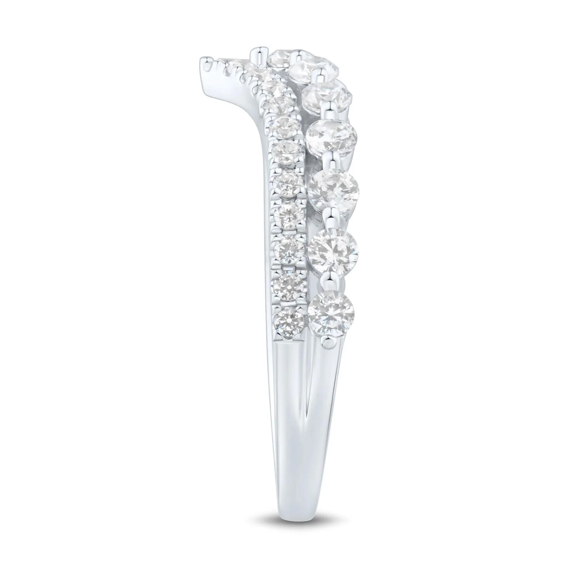 3/4 CT. Tw. Lab Grown Diamond Chevron Band Ring 14K White Gold Round Brilliant Cut Size 9 1mm - Image 3