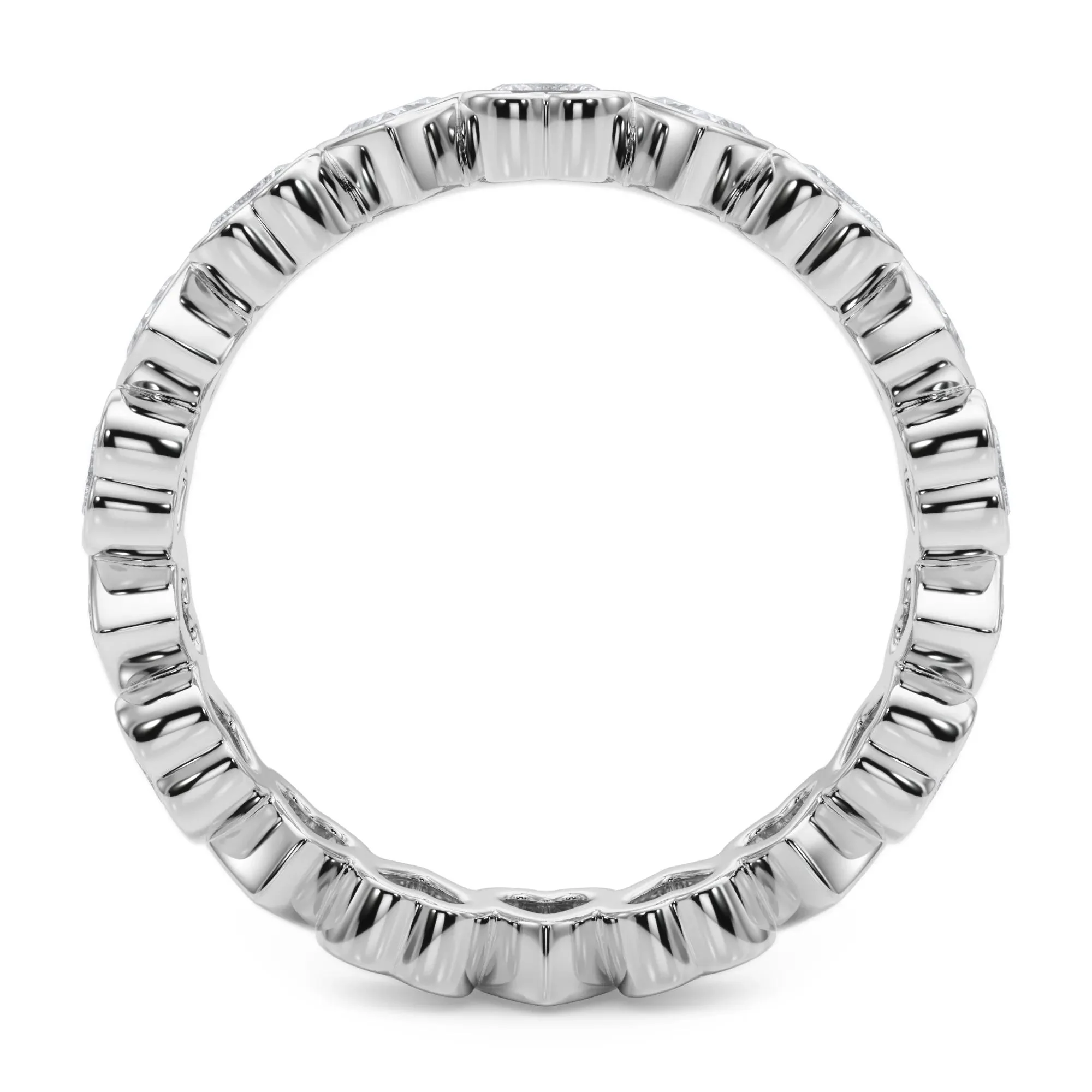 2 CT. Tw. Lab Grown Diamond Heart Bezel Eternity Band Ring 14K White Gold Size 7 2.5mm - Image 2