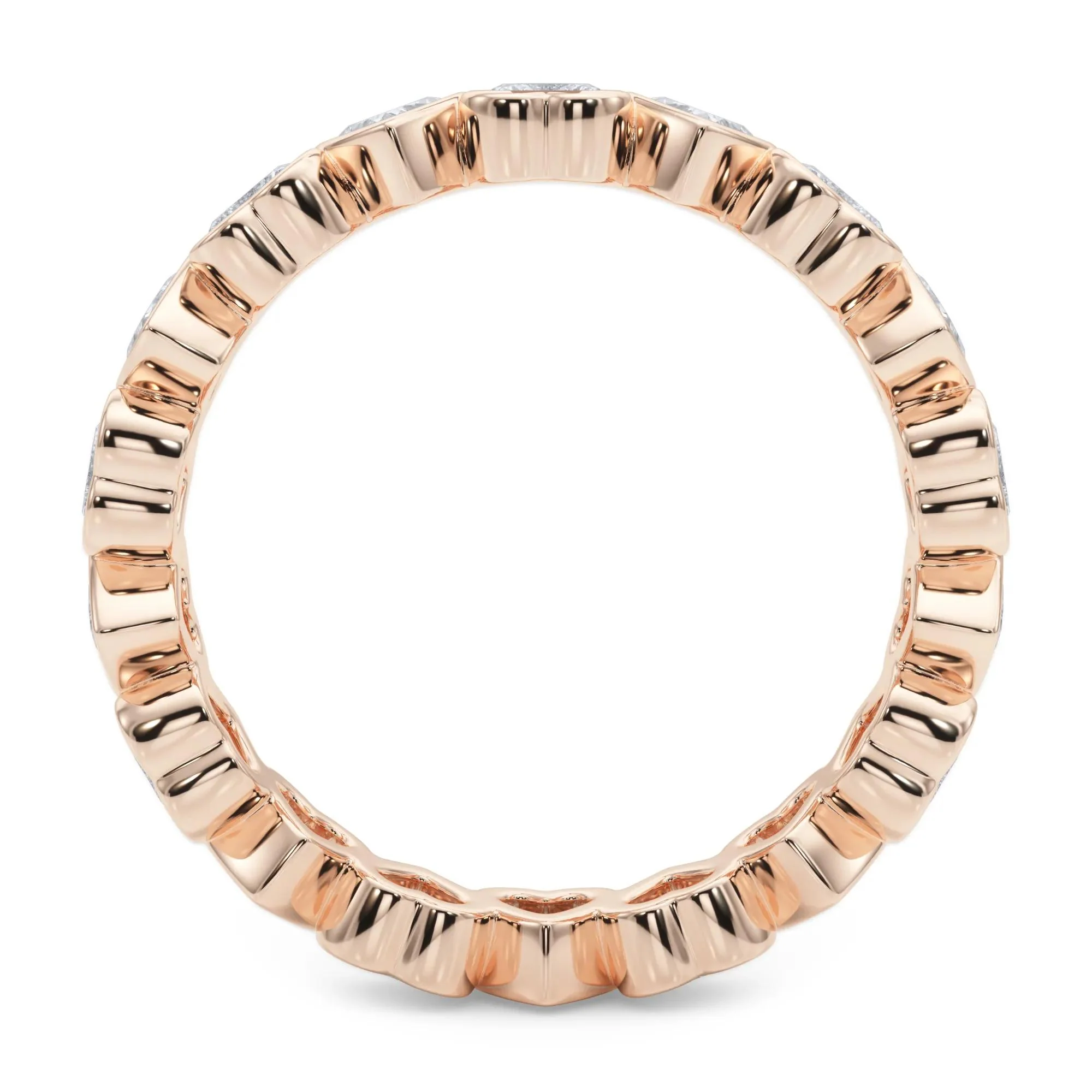 2 CT. Tw. Lab Grown Diamond Heart Bezel Eternity Band Ring 14K Rose Gold Size 4.5 2.5mm - Image 2