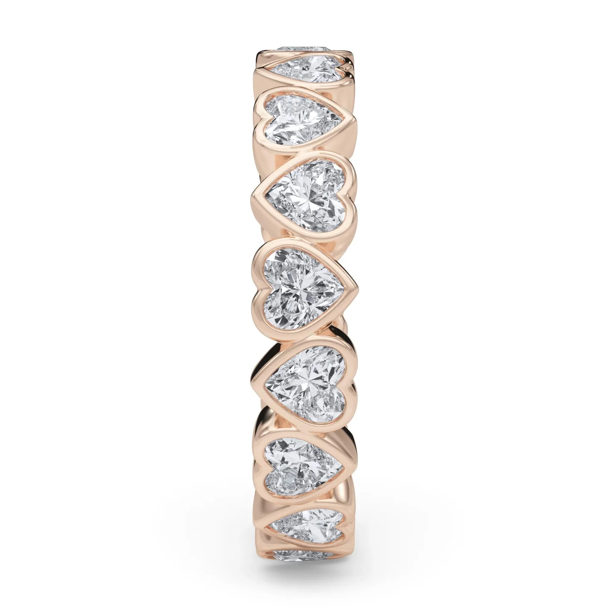 2 CT. Tw. Lab Grown Diamond Heart Bezel Eternity Band Ring 14K Rose Gold Size 7 2.5mm - Image 3