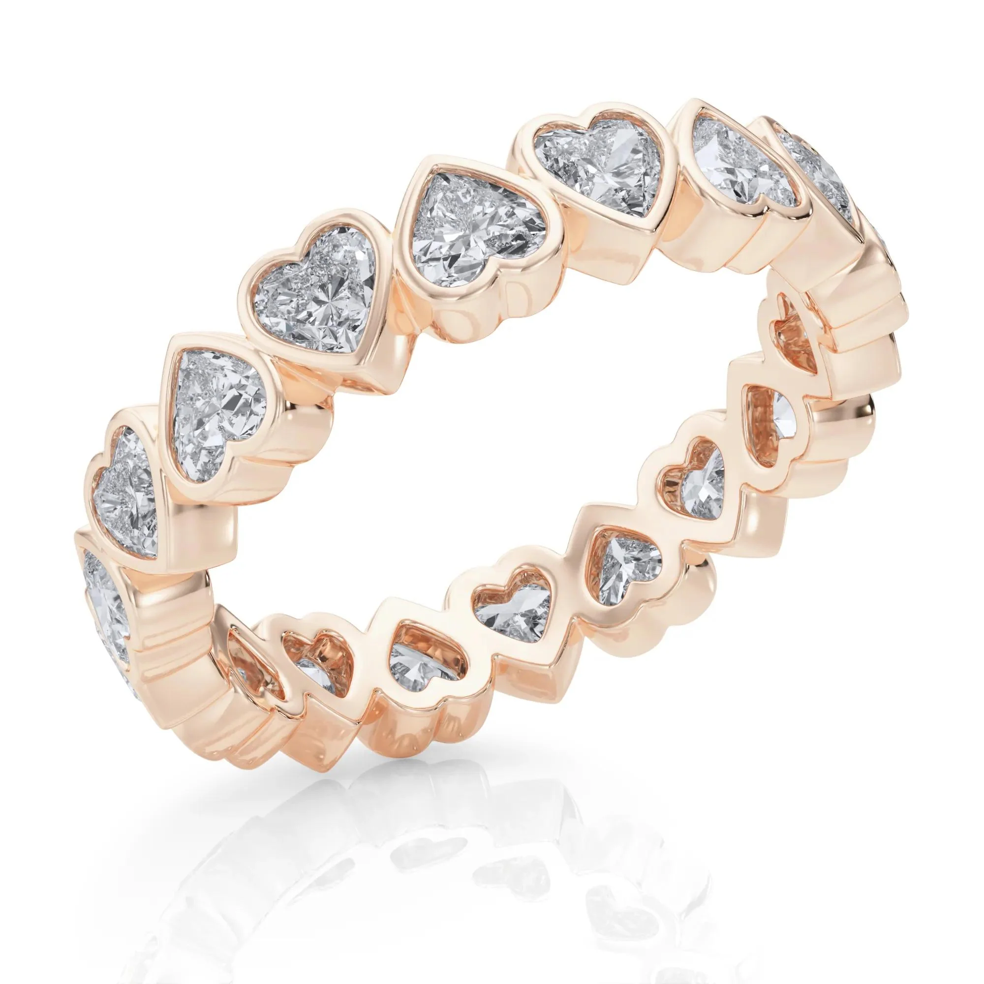 2 CT. Tw. Lab Grown Diamond Heart Bezel Eternity Band Ring 14K Rose Gold Size 8.5 2.5mm - Image 5