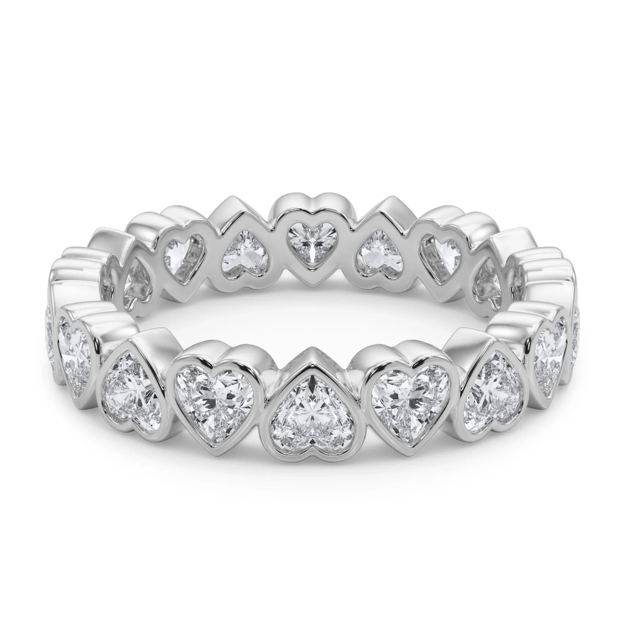 2 CT. Tw. Lab Grown Diamond Heart Bezel Eternity Band Ring Platinum White Size 7.5 2.5mm - Image 4