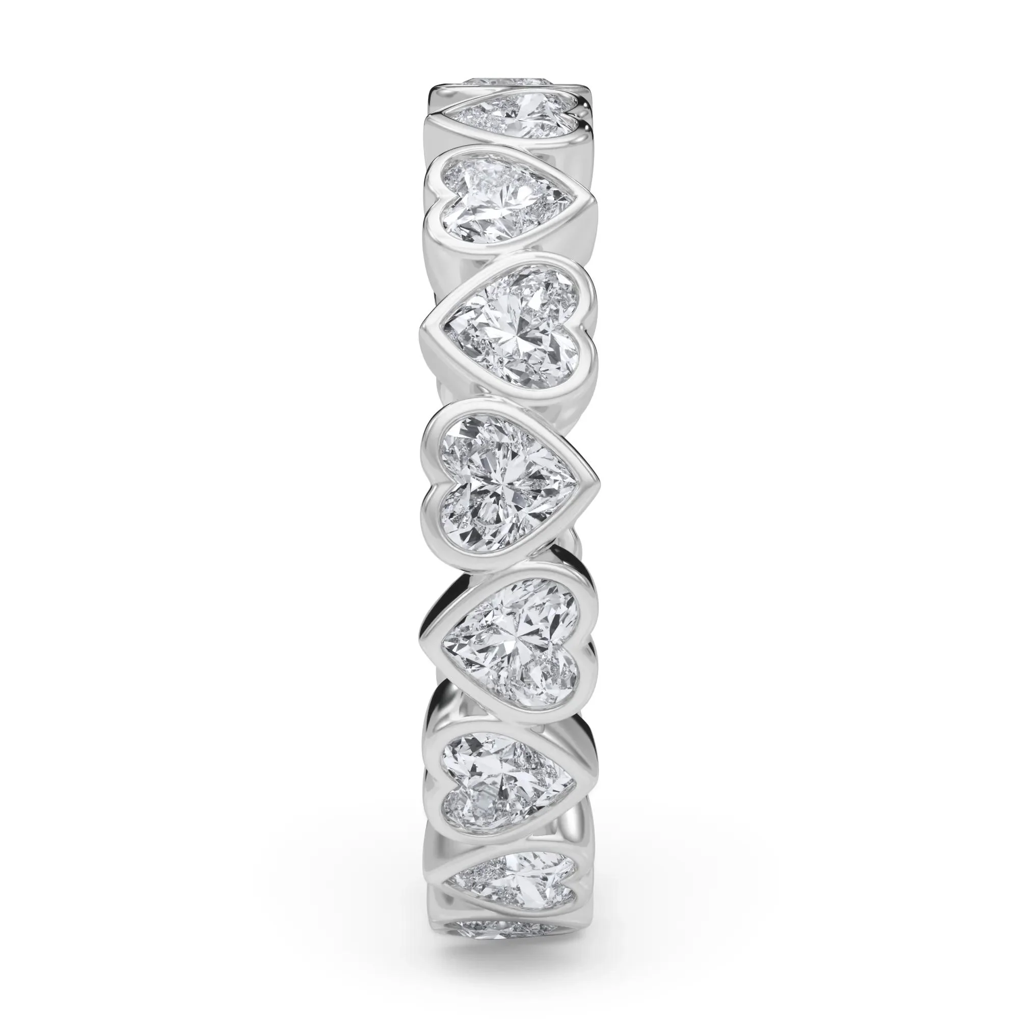 2 CT. Tw. Lab Grown Diamond Heart Bezel Eternity Band Ring Platinum White Size 8.5 2.5mm - Image 3
