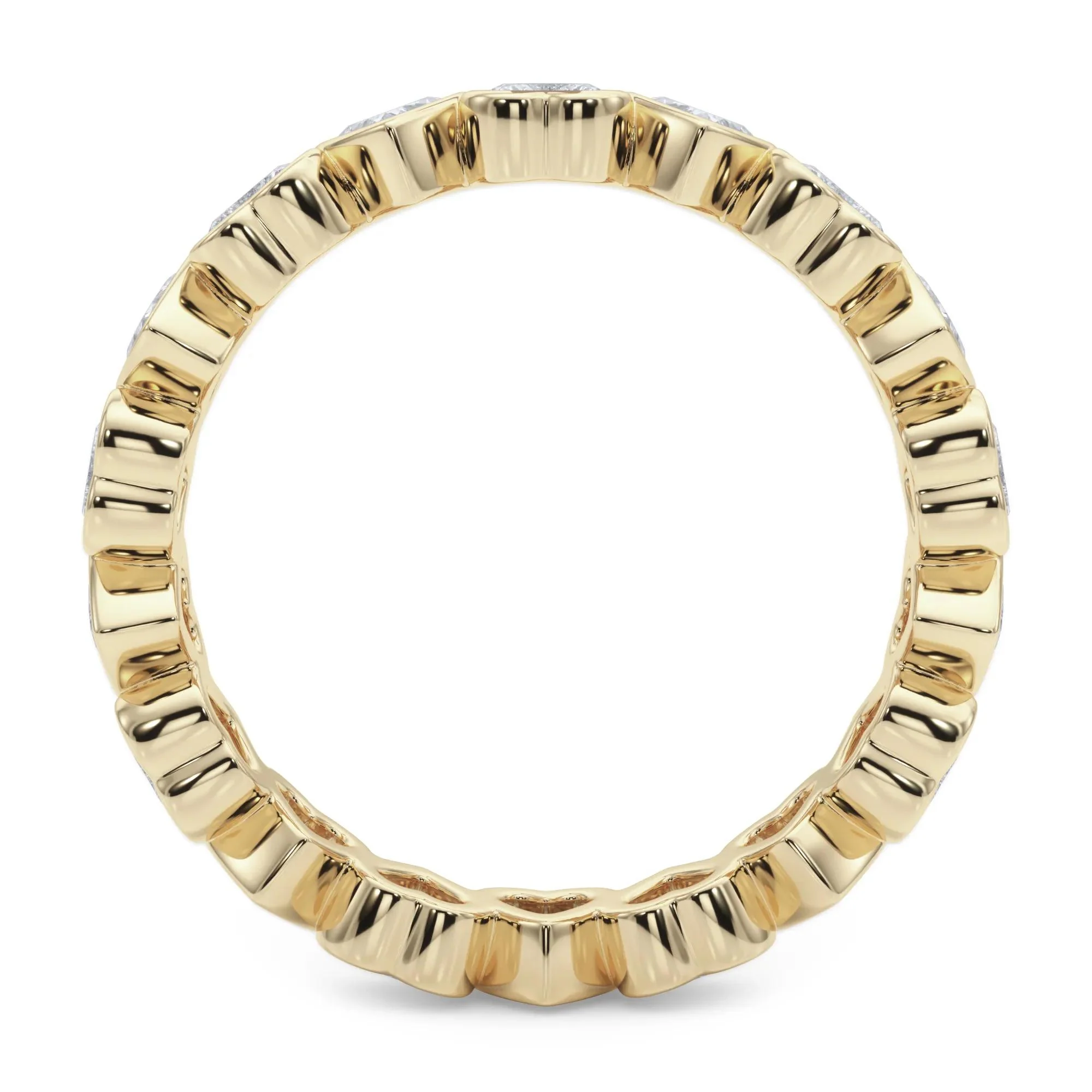 2 CT. Tw. Lab Grown Diamond Heart Bezel Eternity Band Ring 14K Yellow Gold Size 5.5 2.5mm - Image 2