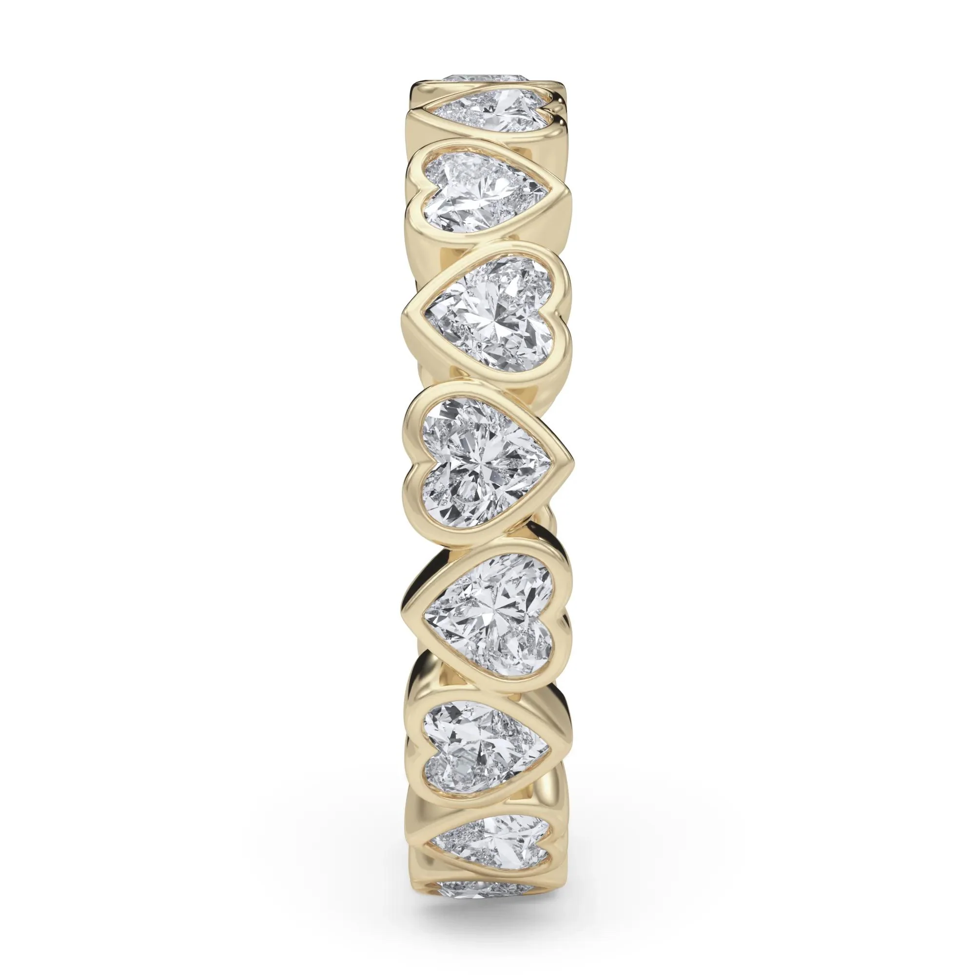 2 CT. Tw. Lab Grown Diamond Heart Bezel Eternity Band Ring 14K Yellow Gold Size 6 2.5mm - Image 3