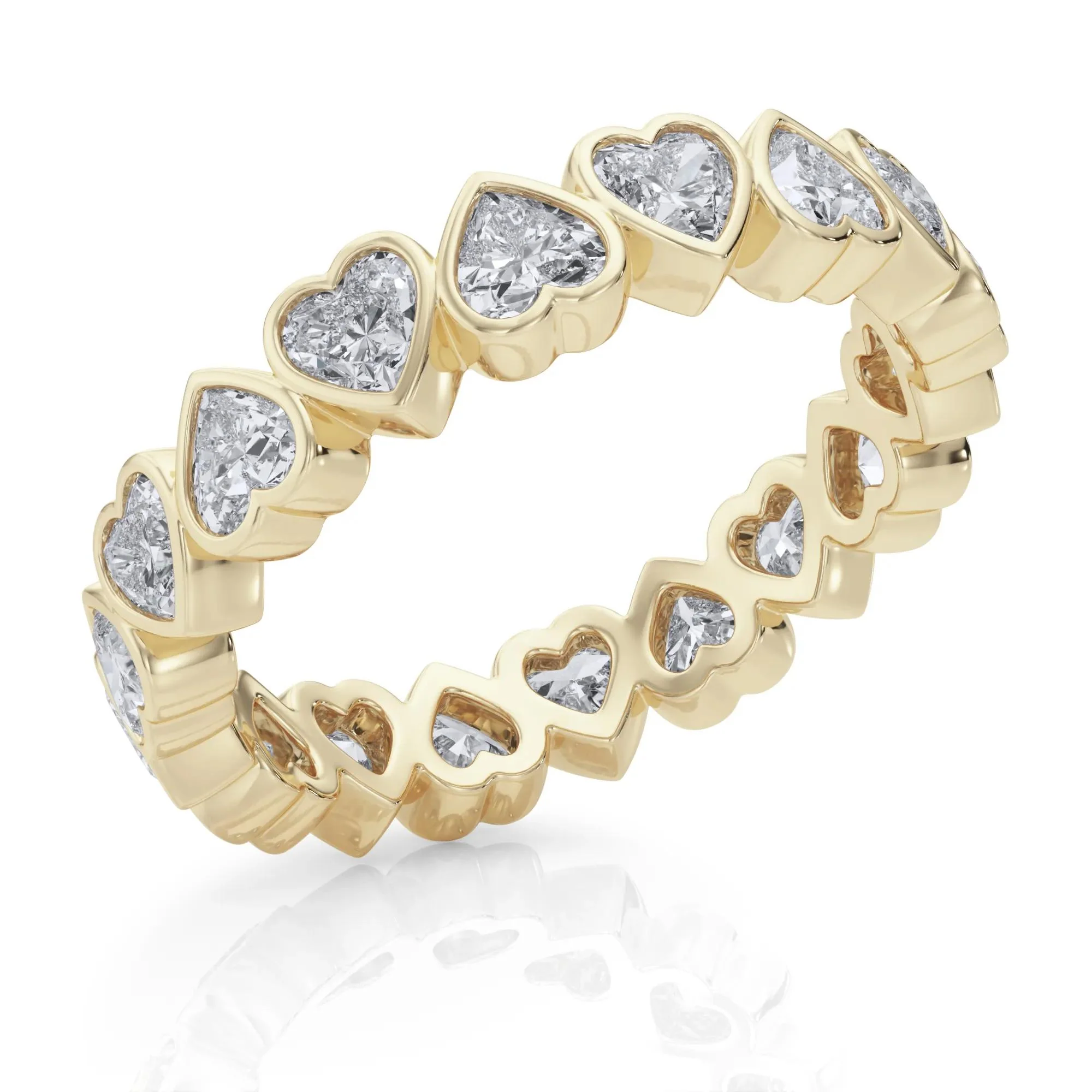 2 CT. Tw. Lab Grown Diamond Heart Bezel Eternity Band Ring 14K Yellow Gold Size 6 2.5mm - Image 5