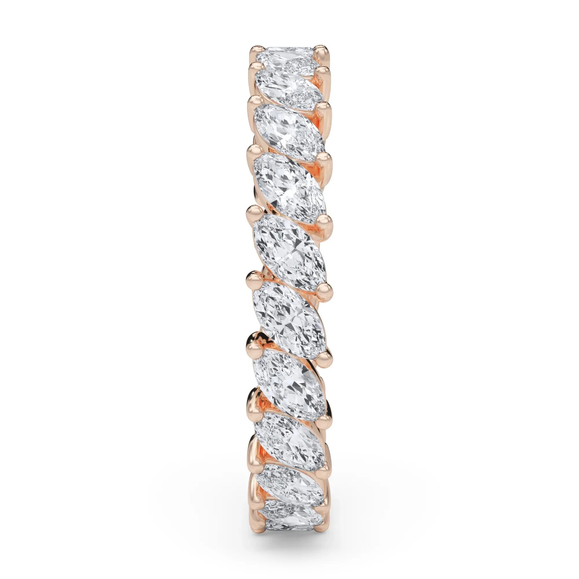2 CT. Tw. Lab Grown Diamond Marquise Slant Eternity Band Ring 14K Rose Gold Size 4.5 4mm - Image 3