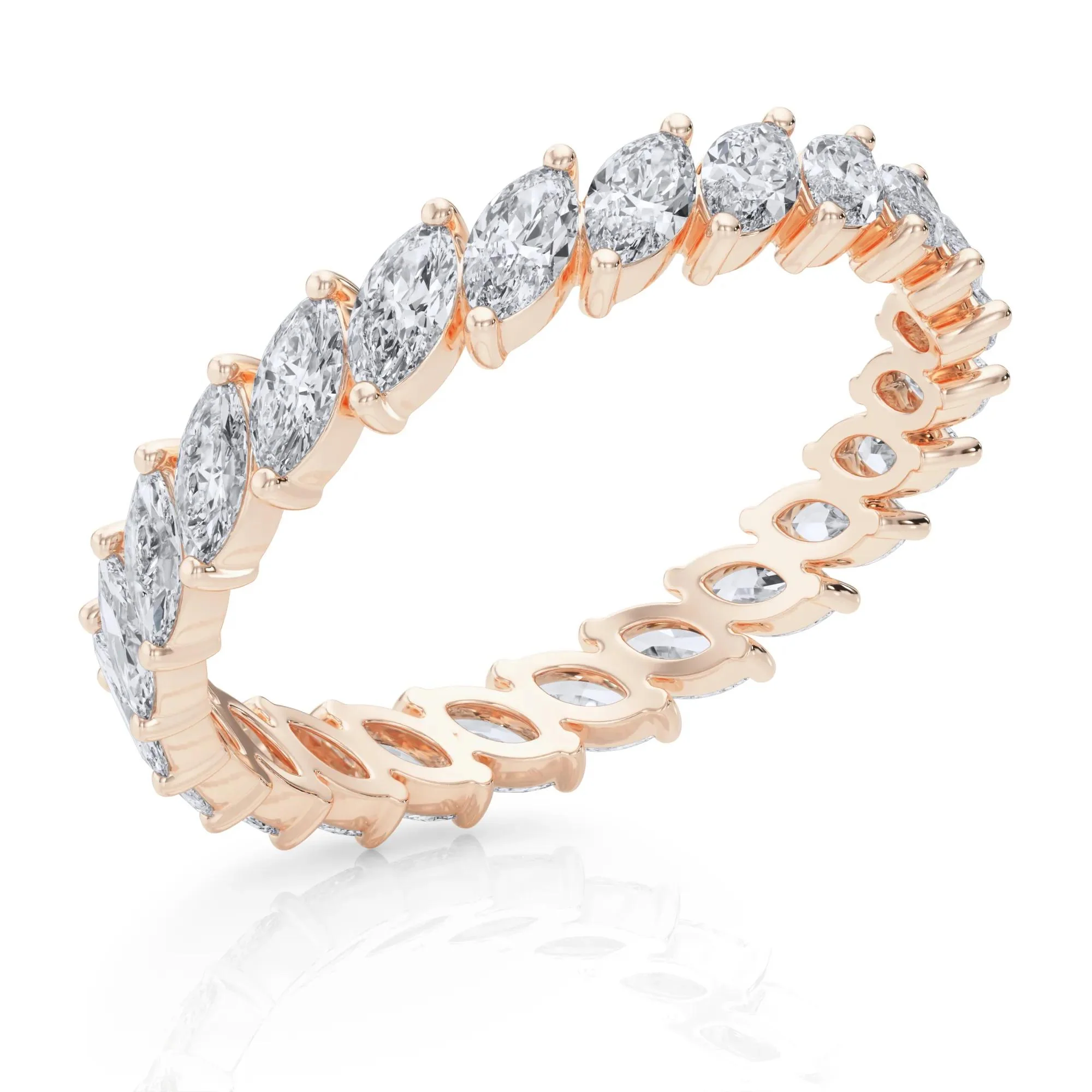 2 CT. Tw. Lab Grown Diamond Marquise Slant Eternity Band Ring 14K Rose Gold Size 4.5 4mm - Image 5